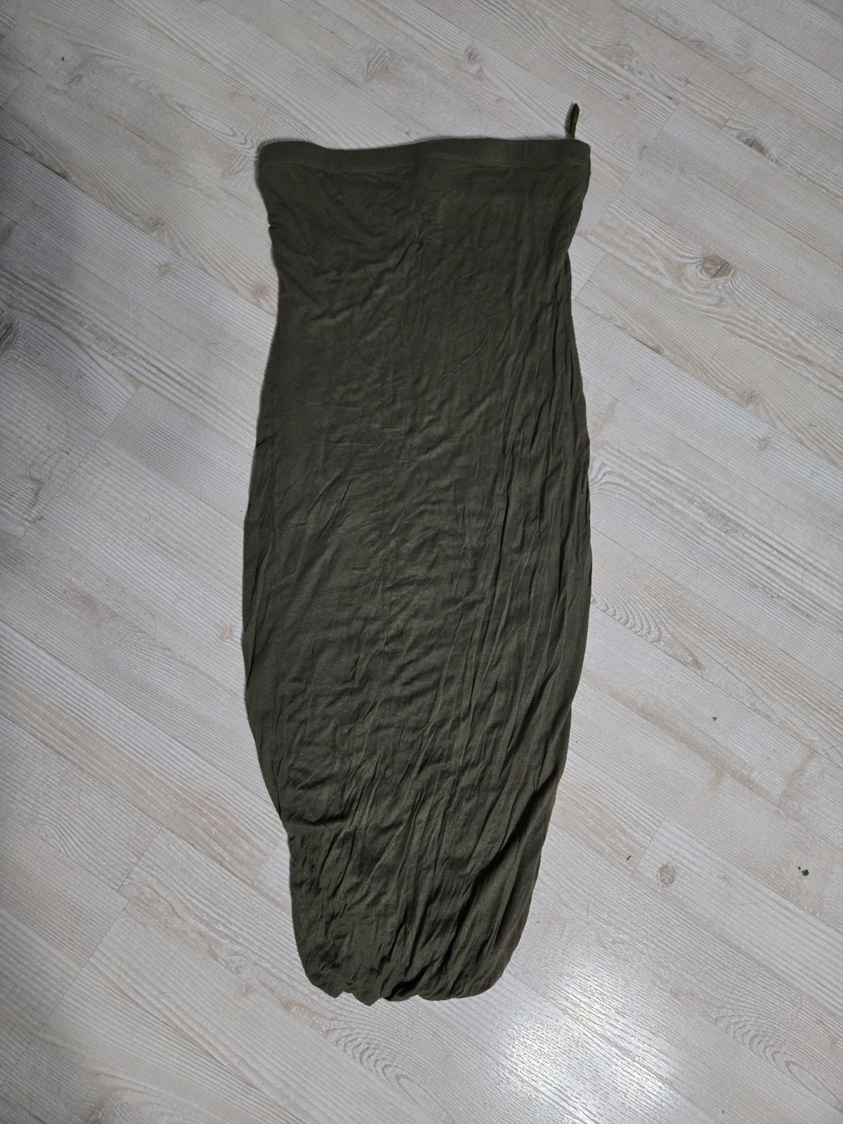 Love J Olive Green Tube Dress Medium Strapless Bodycon Rayon Spandex Midi