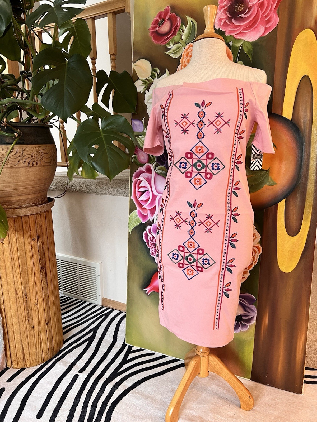 Women’s Mexican Embroidered Off Shoulder Dress XL NWT Made in Mexico
