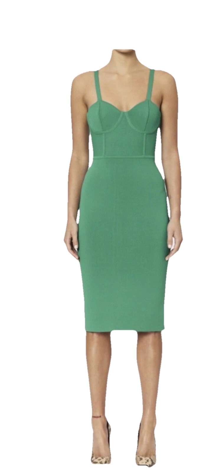 scanlan theodore crepe knit small green Midi Straps Dress