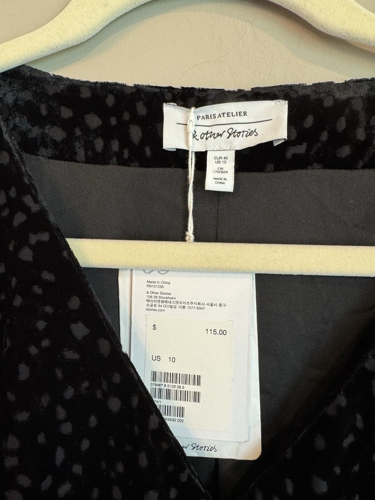PARIS ATELIER & OTHER STORIES Velvet Wrap Dress Women Size 10Burnout Dots Black