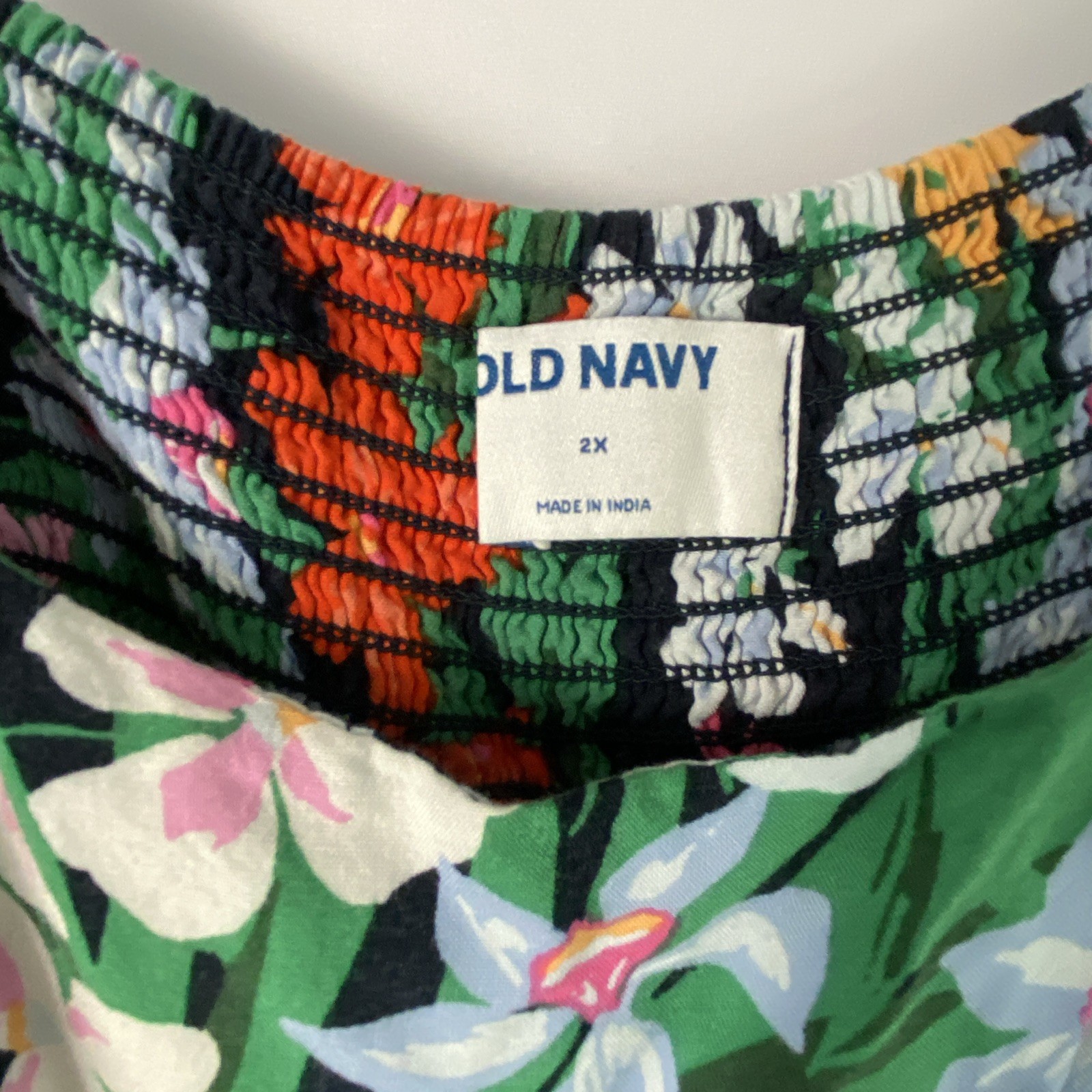 Old Navy Womens 2X Tropical Travel Boho Floral Shoulderless Strap Dress