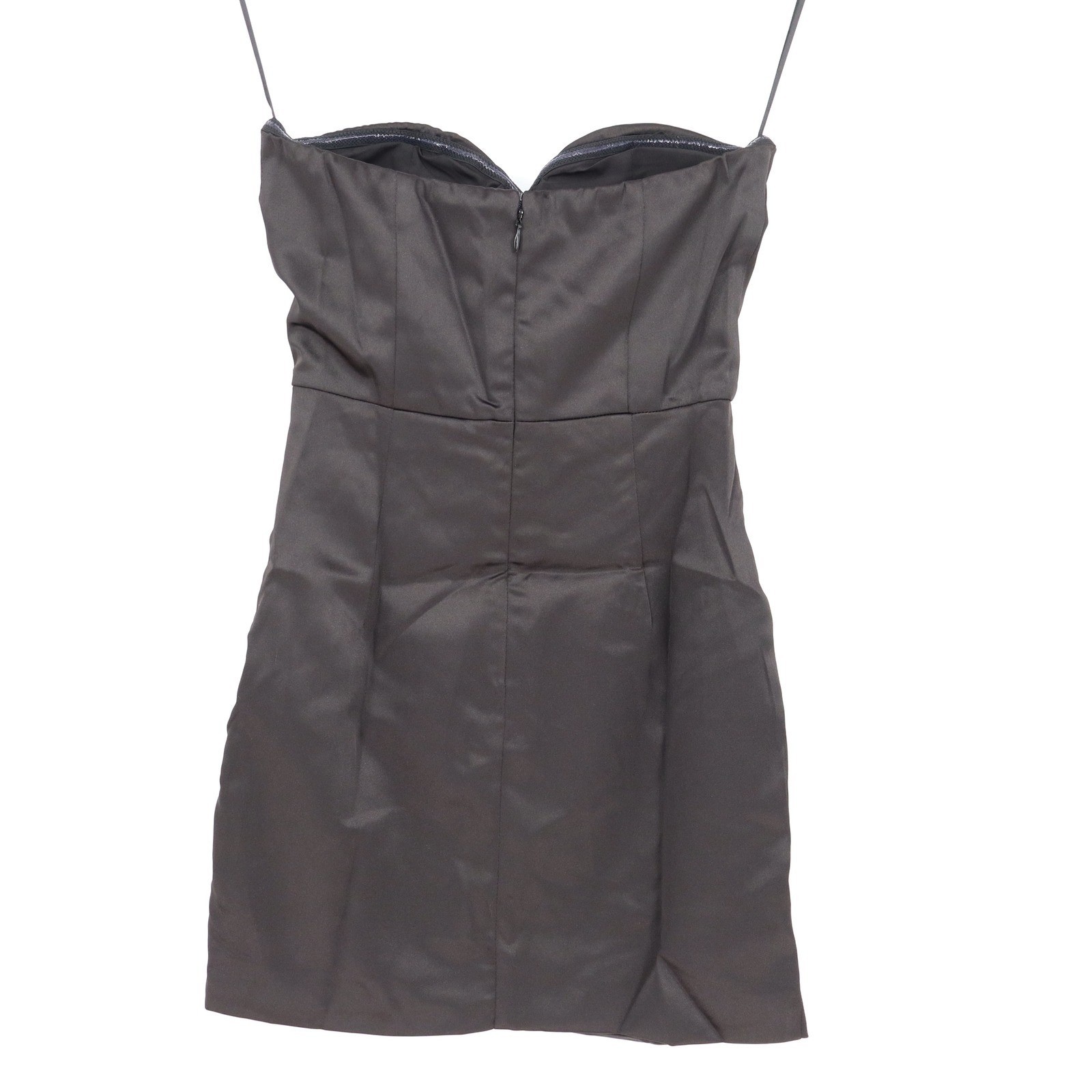 Naked Wardrobe The Statement Black Satin Ruched Mini Dress XS