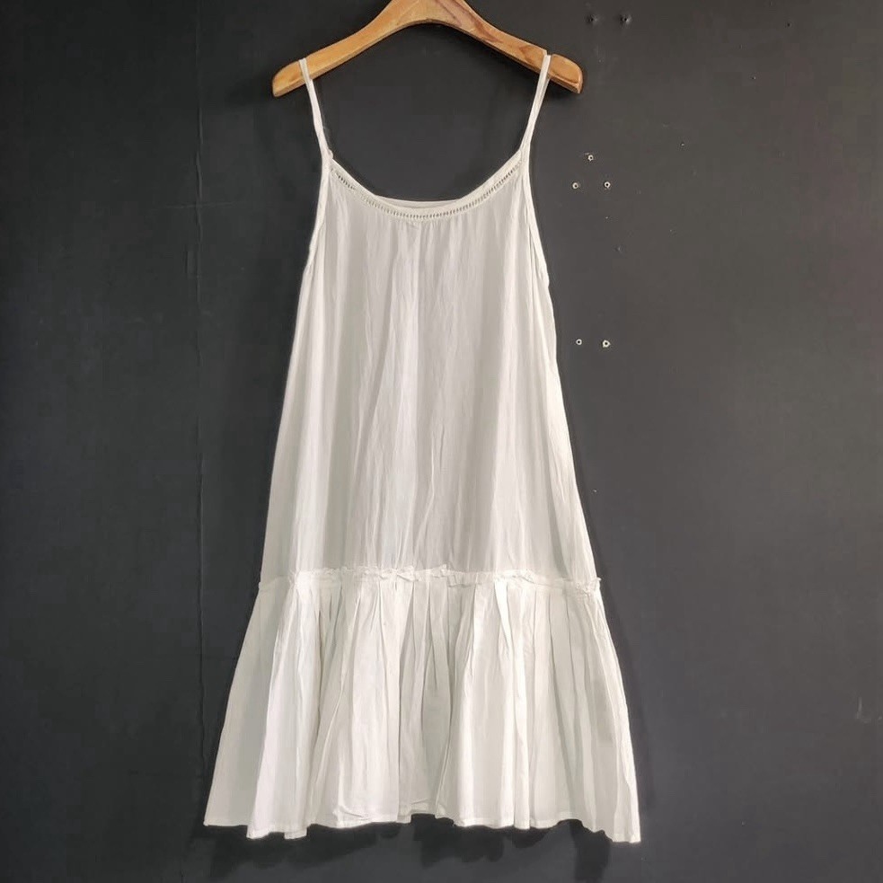 100% Cotton Slip Dress Adjustable Strap Midi Dress Minimalist Cotton Summer