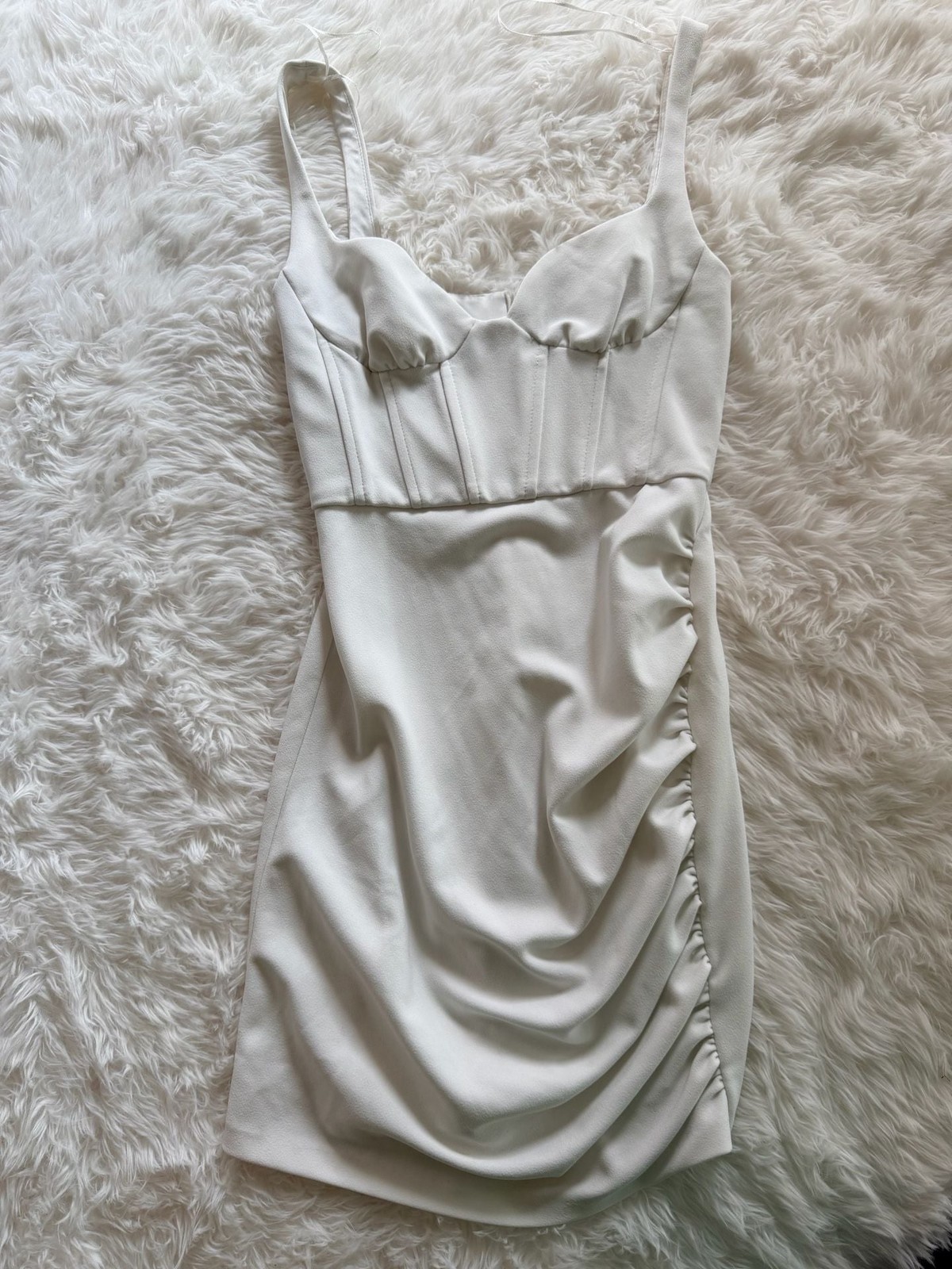 Zara White Corset Draped Mini Dress