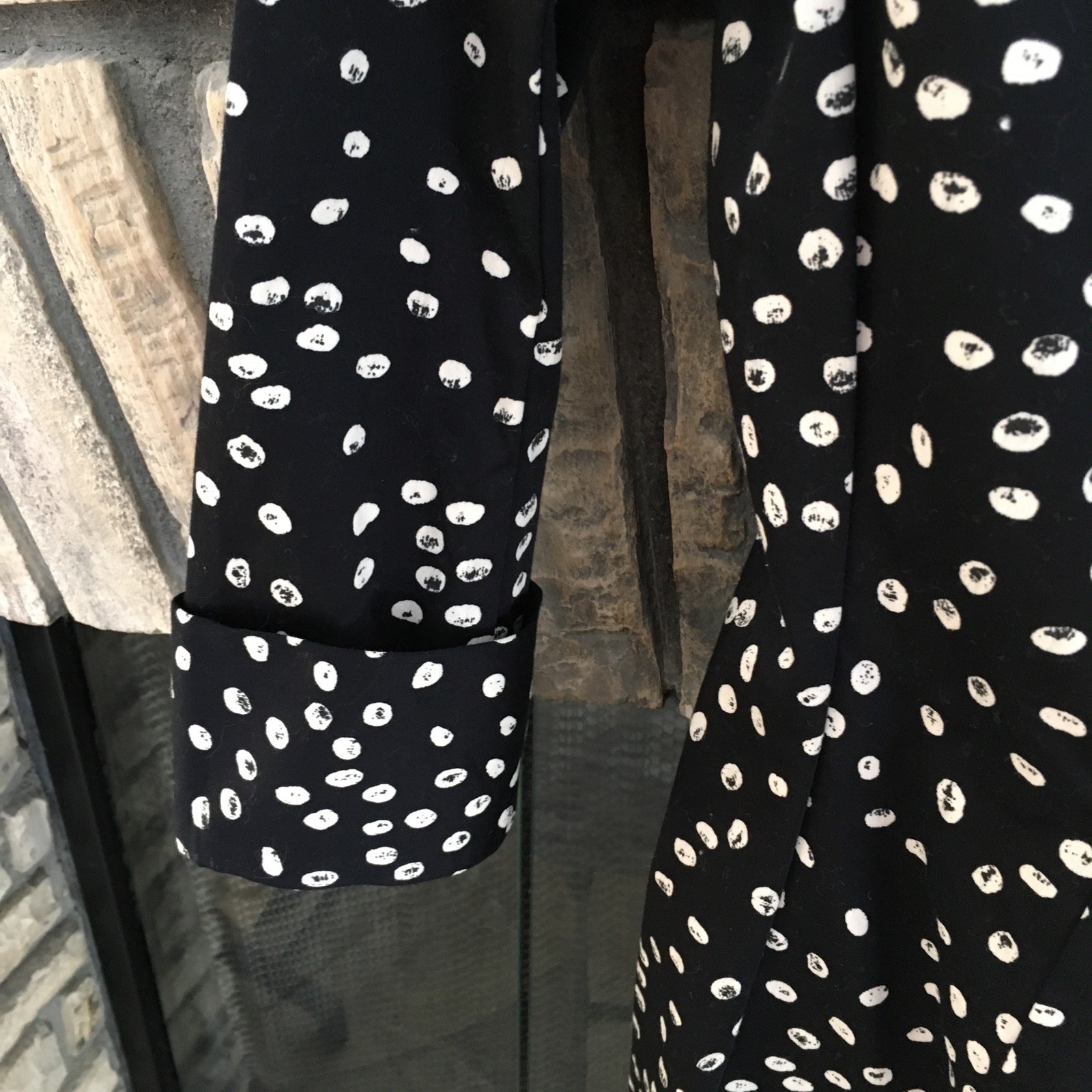 French Connection Fast Spotty Vintage Dress Snowdrop 2 Dot Black White Stretch