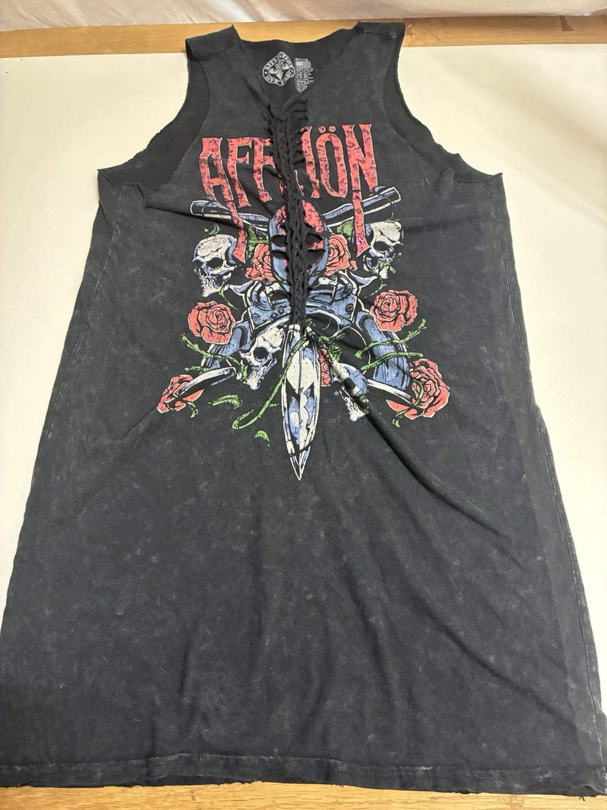 Affliction Skulls and Bones T-Shirt Dress women’s size Medium