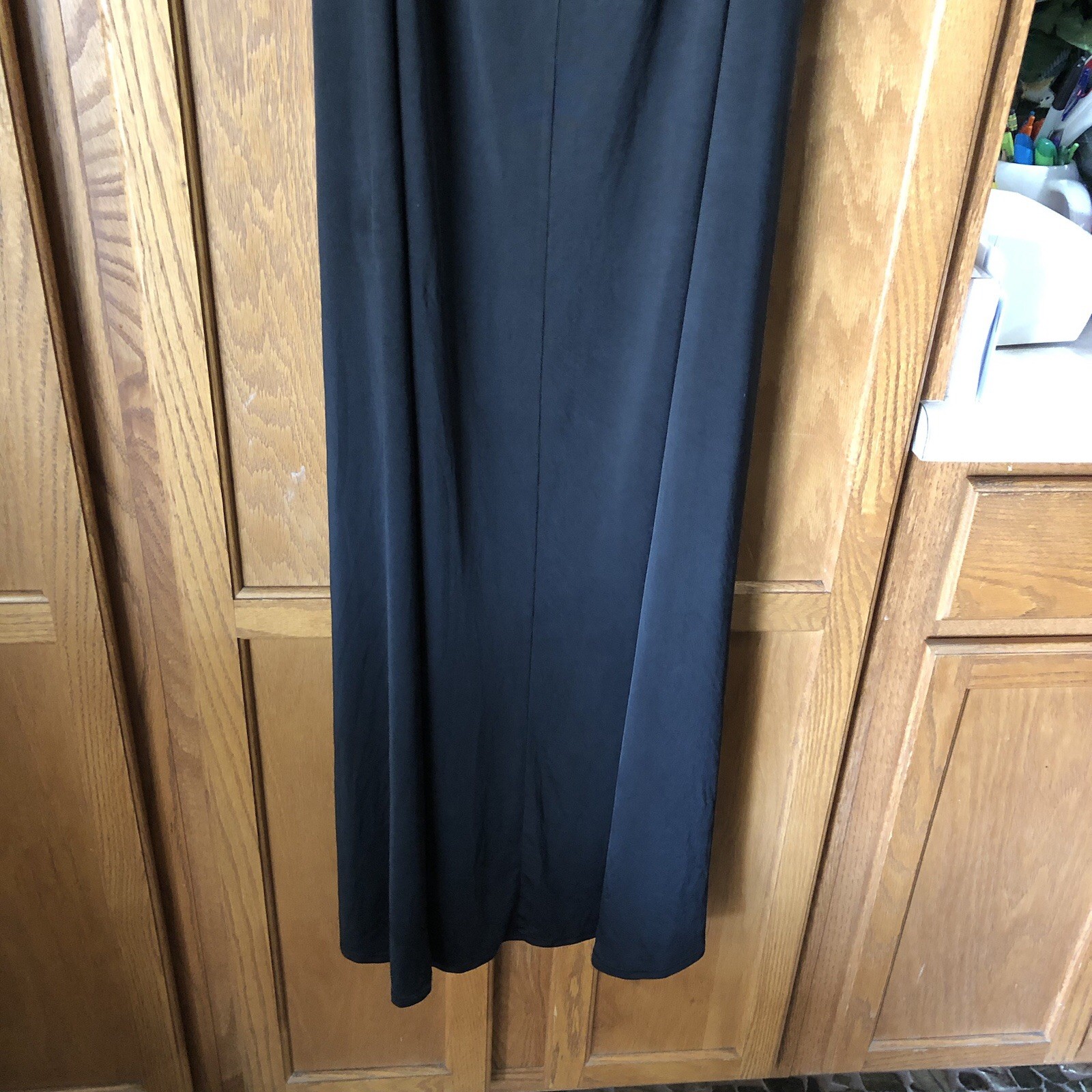 Lucy In The Sky Dion Cowl Neck Maxi Dress Open Back Slit Black Small