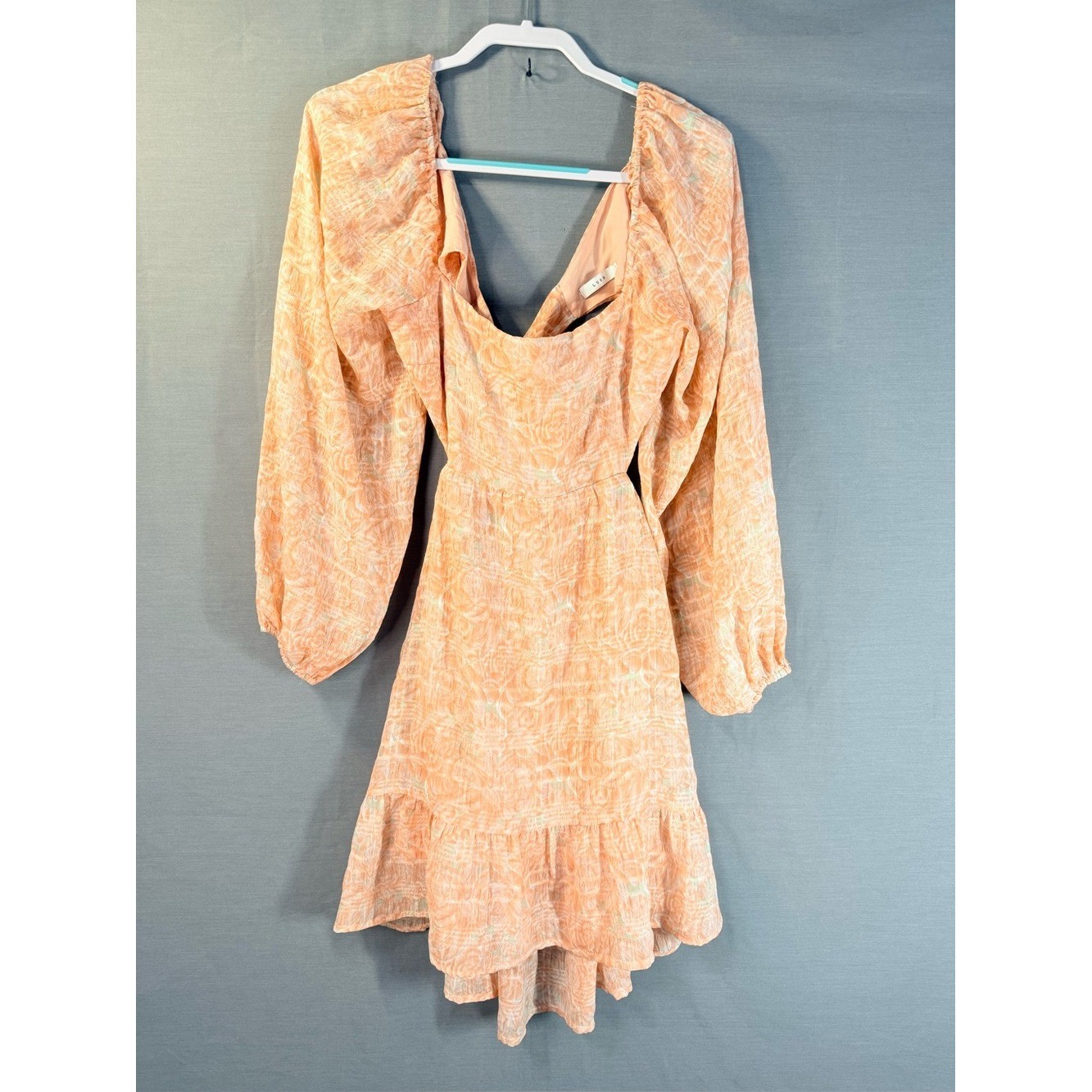 Lush Peach Off-Shoulder open Back with Bow Mini Dress Size L