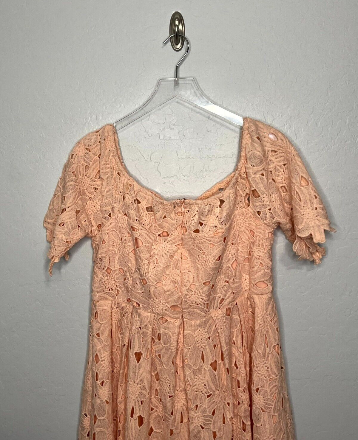 BOOHOO Botique Off Shoulder Lace Blush Skater Dress Size 14 NWT