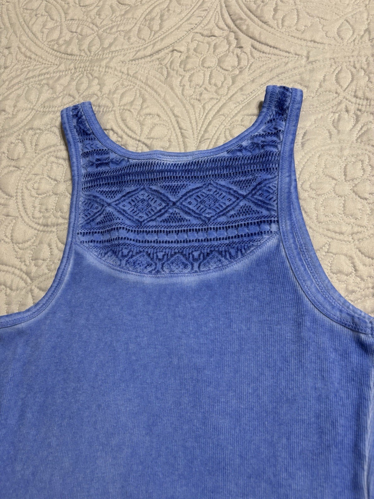 Mossimo Supply Co.Y2KBlue Solid Knit Cotton Lace Tank Scoop Neck Shift Dress M/M