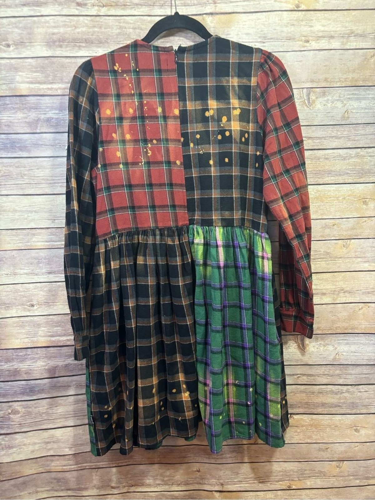 Urban Outfitters, Teddy Fresh Blocked Plaid Bleached Mini Dress Size Small