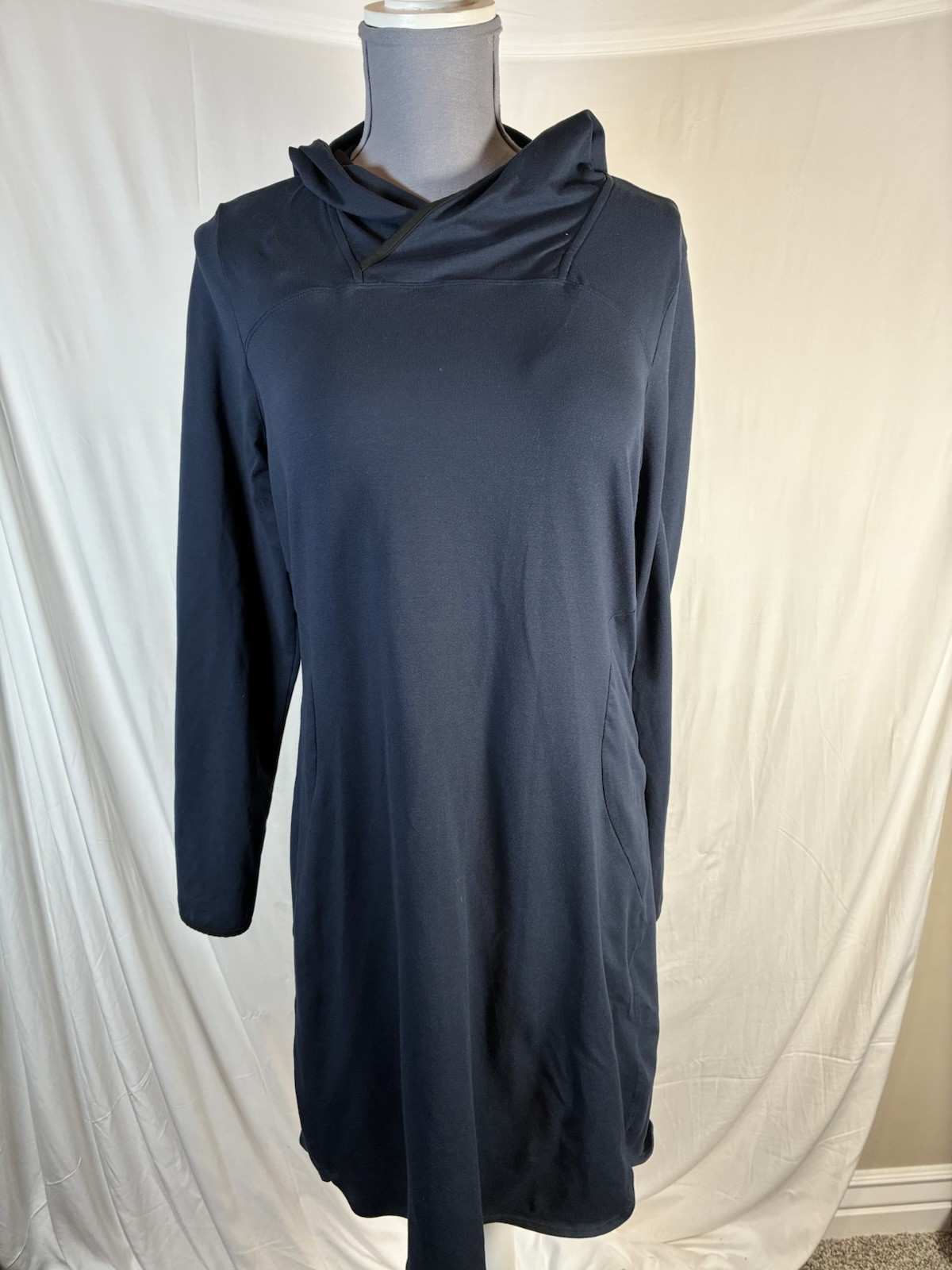 The North Face Empower Hooded Dress Navy Womens Size Large Stretch Long Sleeve