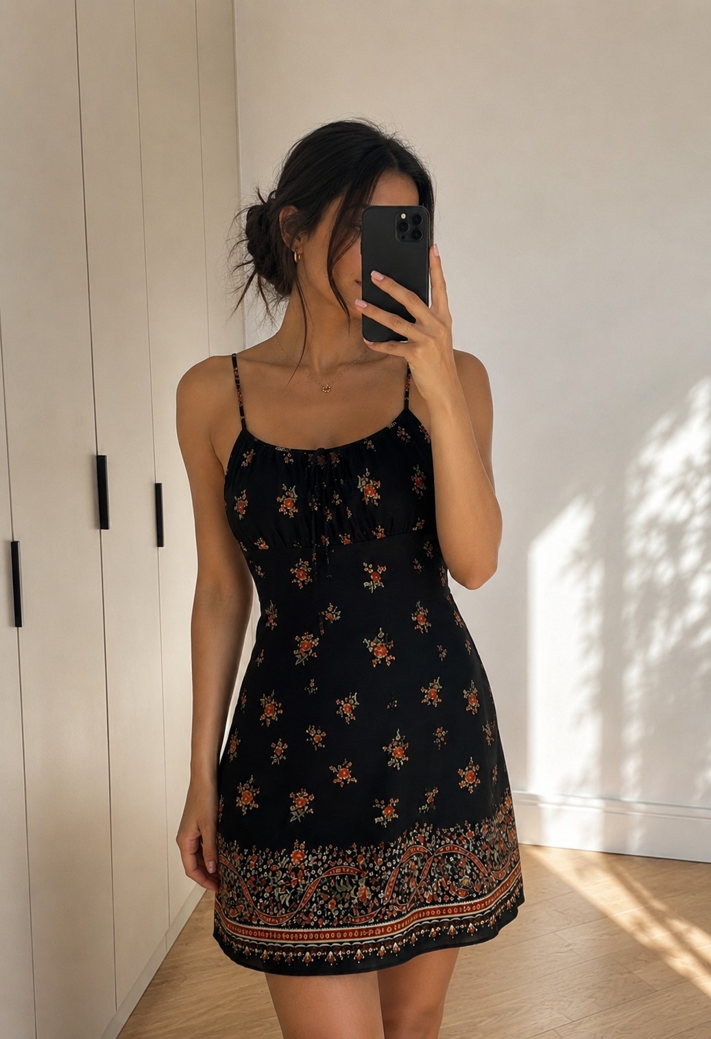 VTG Y2k Marks & Spencer black romantic floral soft grunge slip mini dress 10/12