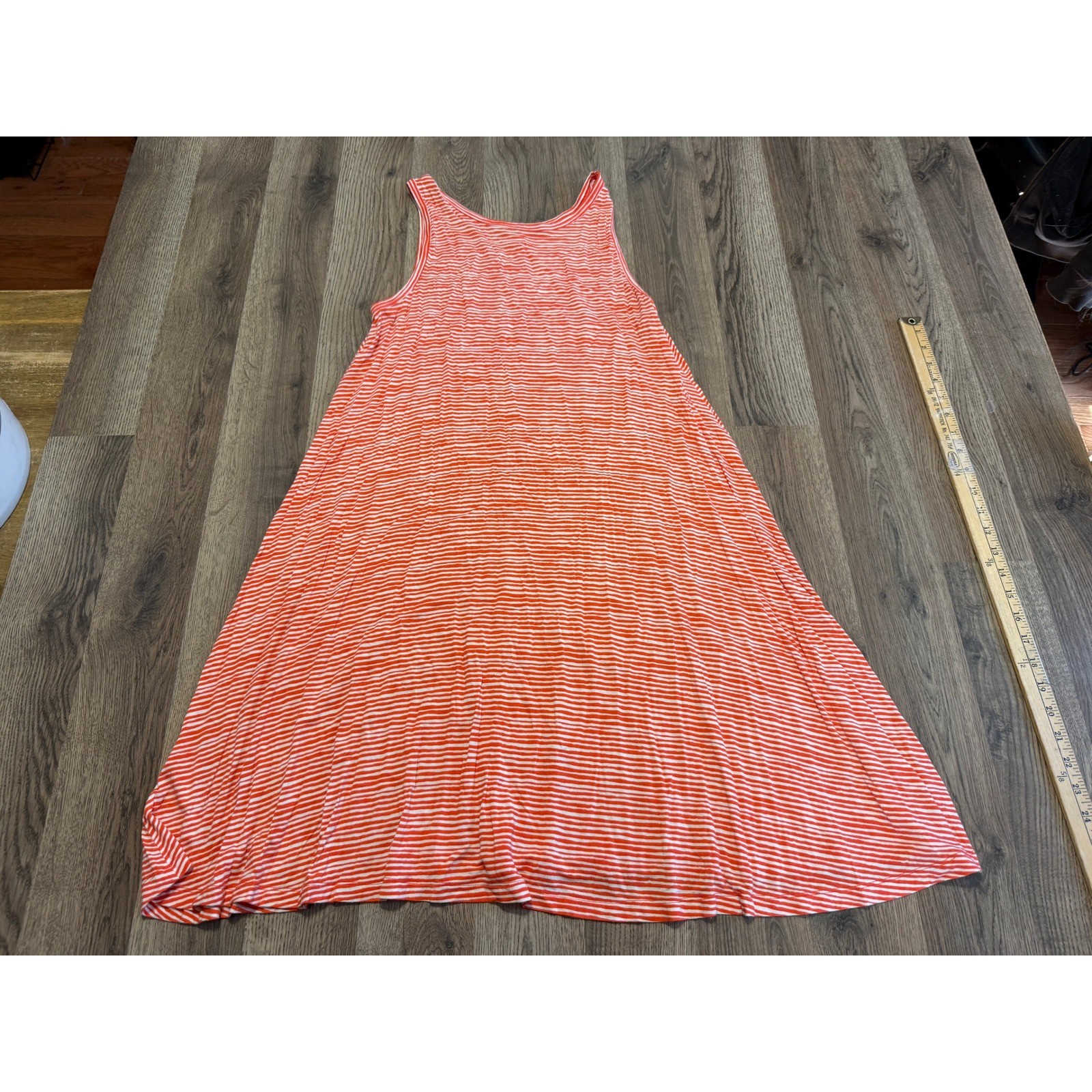 Old Navy Tank Dress Womens L Orange Women Striped Sleeveless Swing Excellent