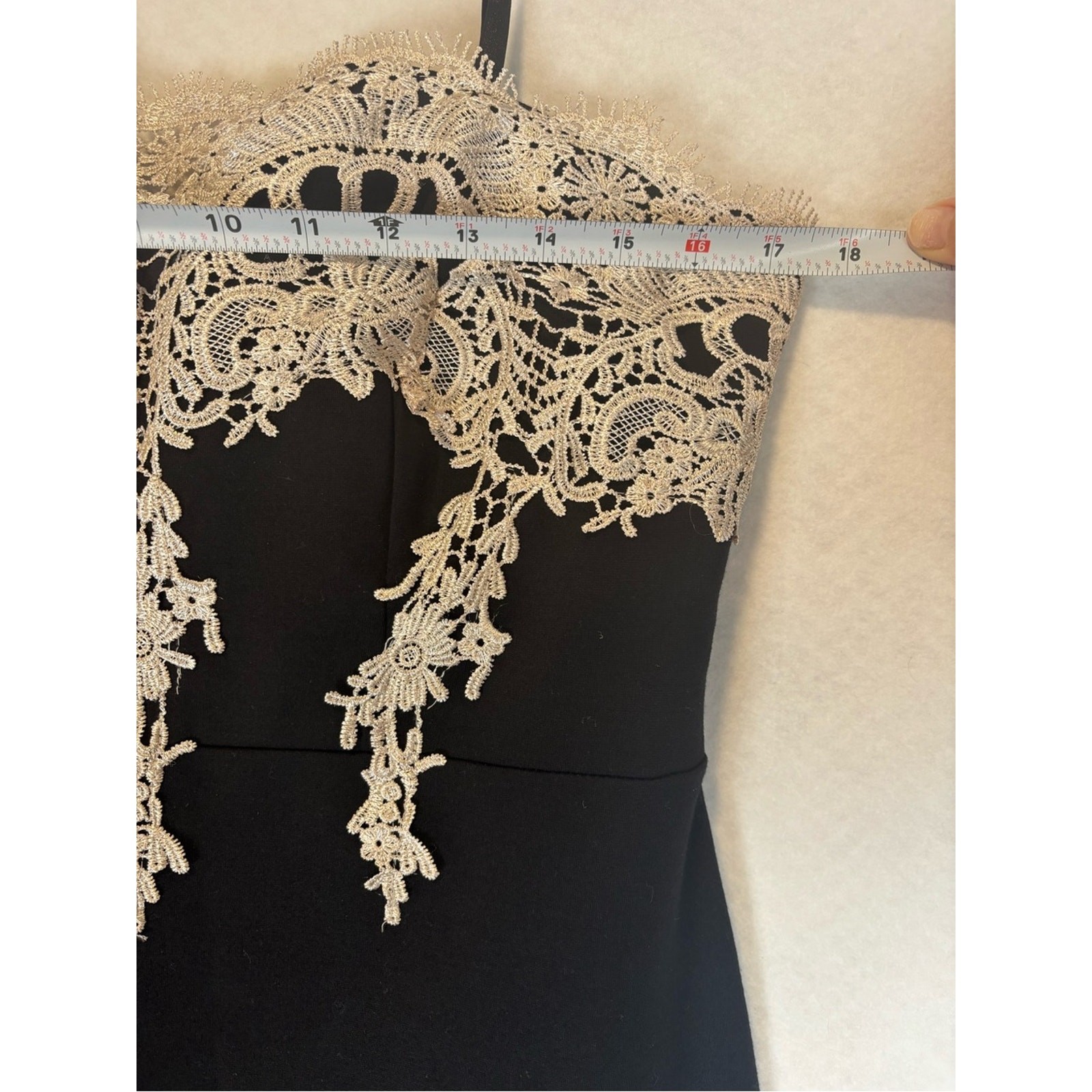 Haute Monde Black Lace Trim Bodycon Dress XL Spaghetti Strap Going Out Mini