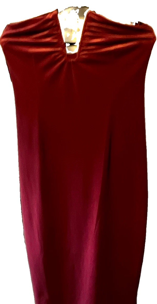 NEWbar III Burgundy Solid Velvet V-Neck Strapless Side Slit Midi Sheath Dress M