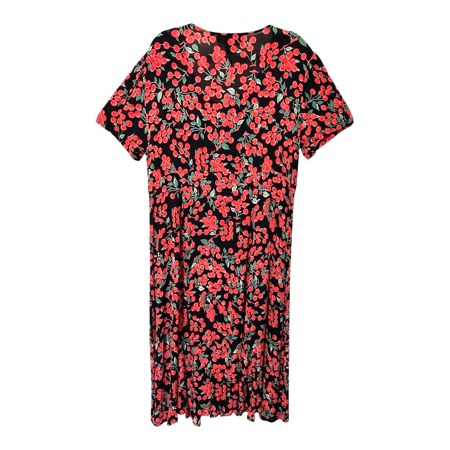 J.G. Hook PETITE Women’s Novelty Cherry Print Dress PXL Button Rayon VINTAGE