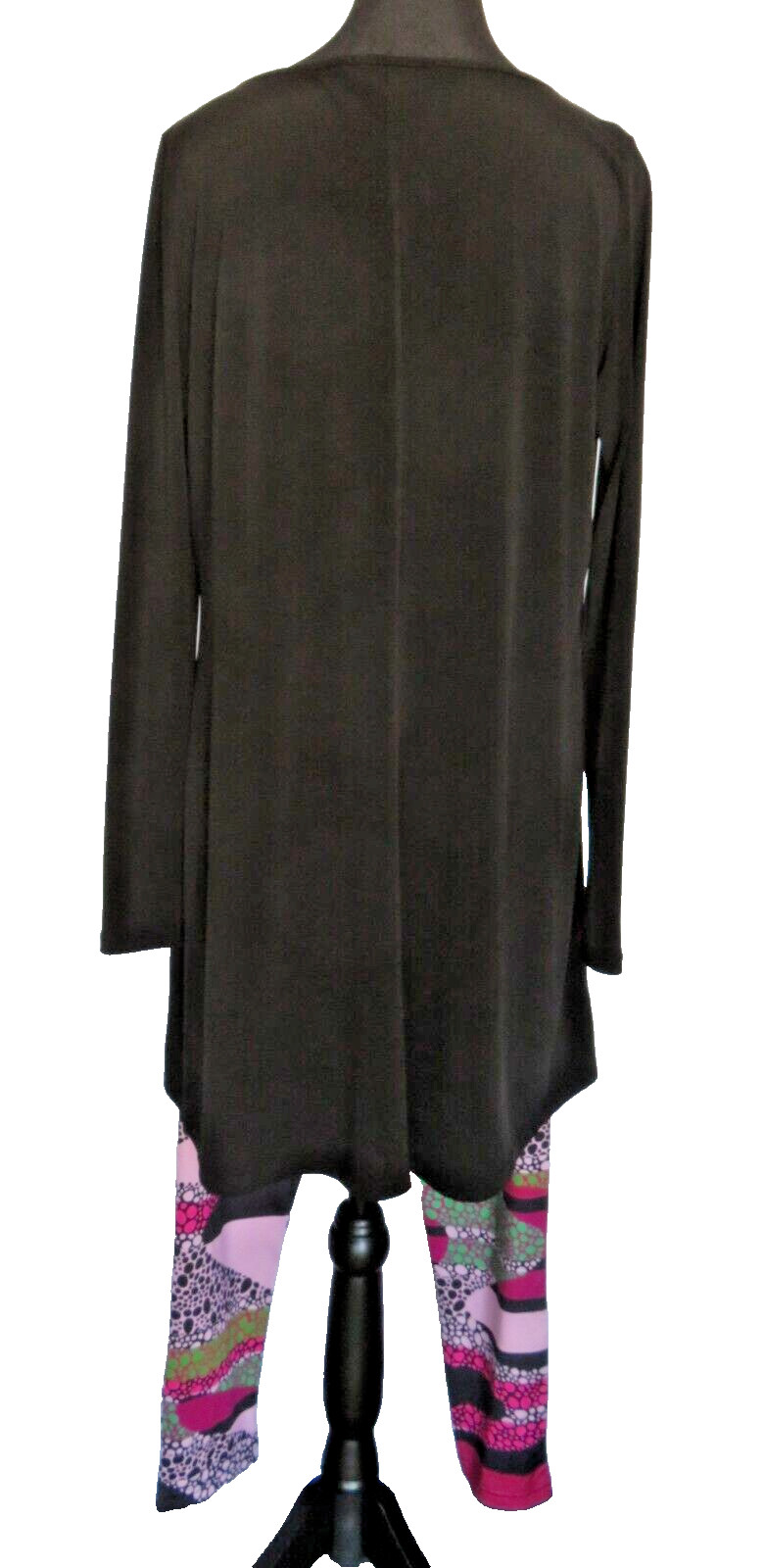 LBISSE® Black Tunic With Retro Print Leggings Multi-Color Pinks Grays Size Large
