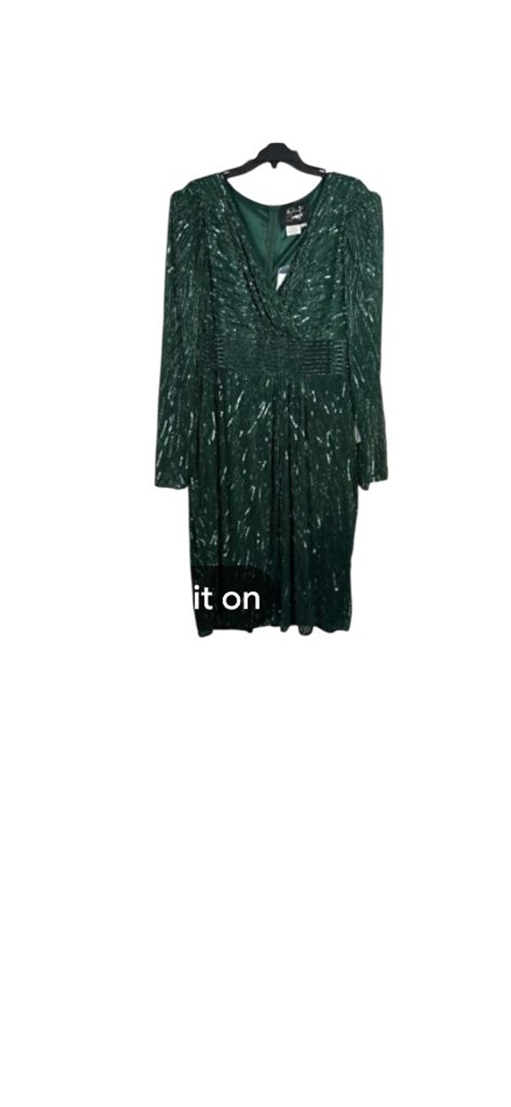 Mac Duggal Emerald Green Long Sleeve Sequin Dress