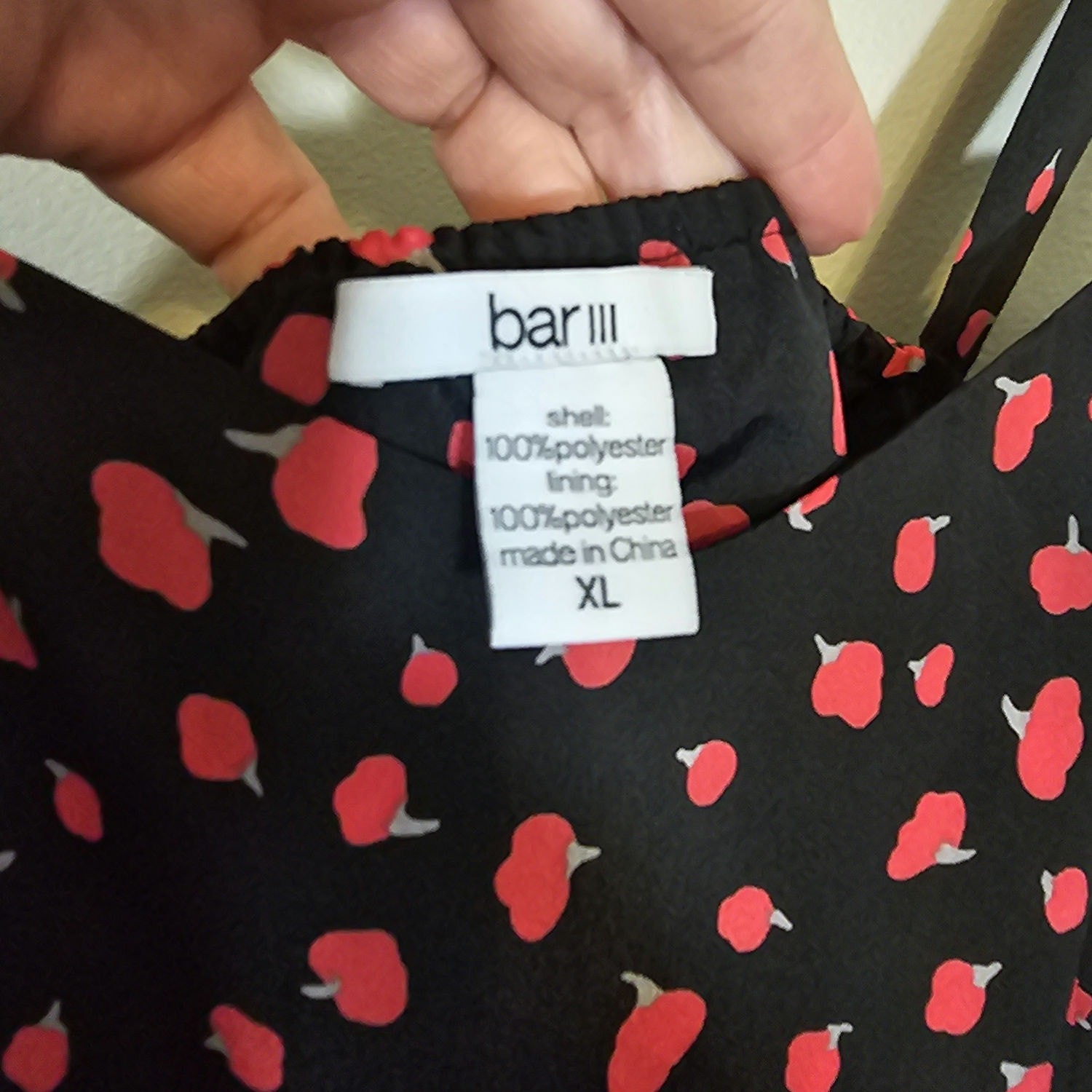 Bar III Women Cherry Print Shift Dress Special Occasion Party Black and Red XL