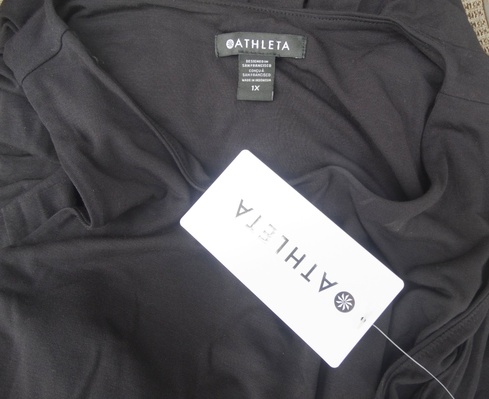 New ATHLETA Santorini Thera Dress Lightweight Stretch Athleisure Black Plus 1X