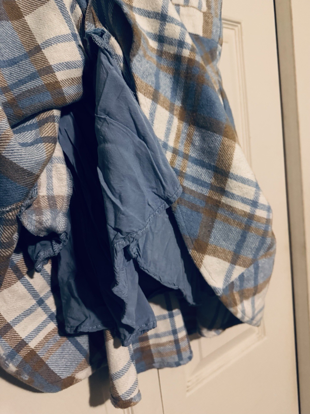 Lulus Plaid Blue Brown White V-Neck Strappy Lined Fit & Flare Mini Dress S