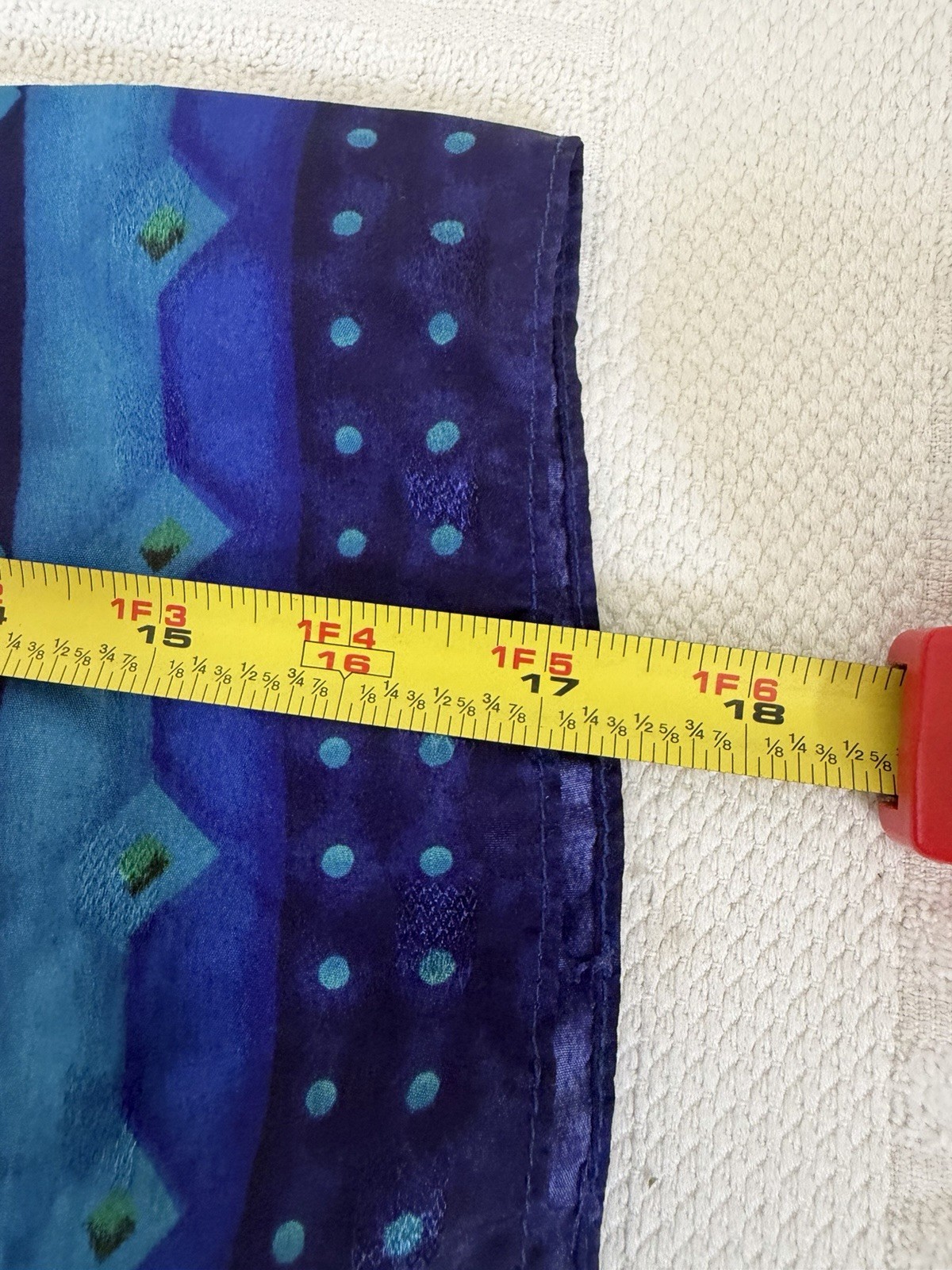 Sante Classics Women M Blue Green Geometric Print Button Front Long Dress Zipper