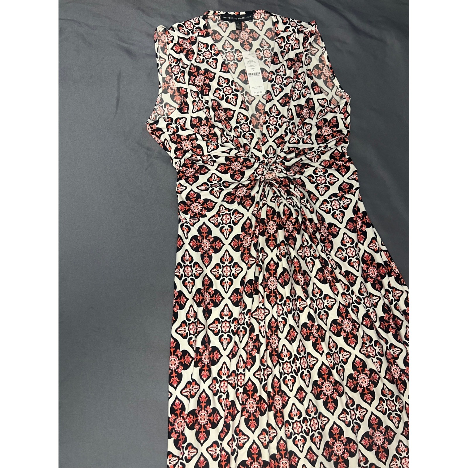 NWT White House Black Market Twist Front Maxi Dress M Pink Black $140 WHBM