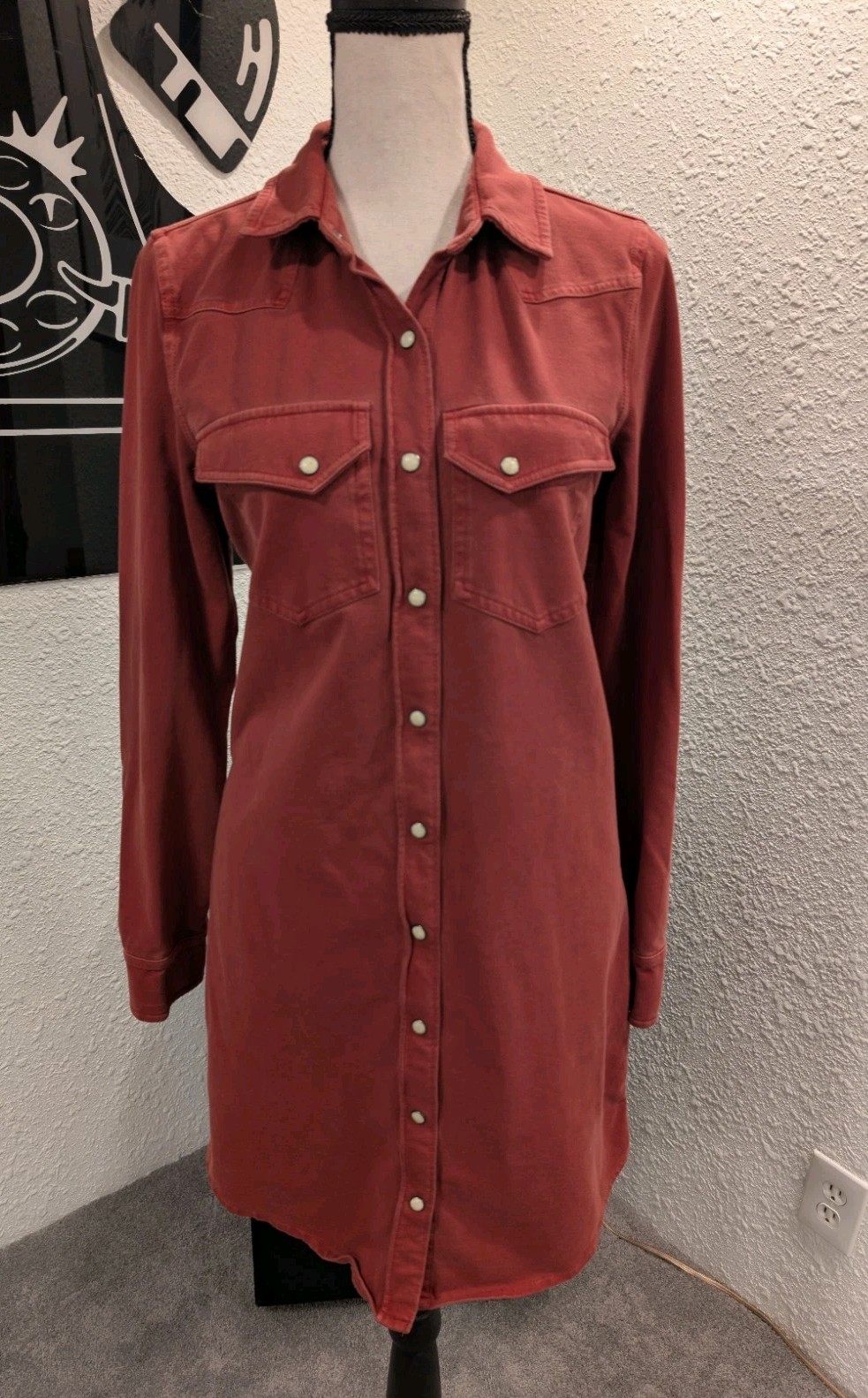 The Normal Brand Rust shirt dress, effortless, western style, utility, layering