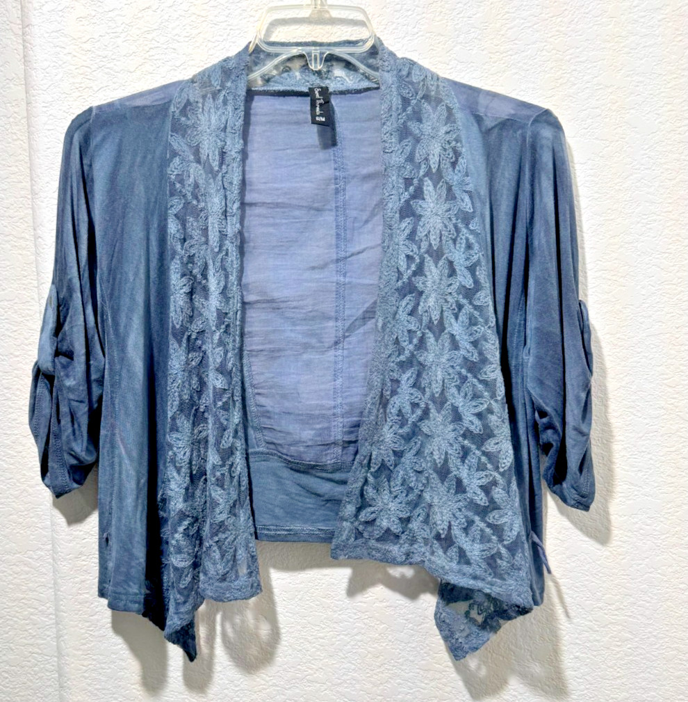 SACRED THREADS Embroidered Lace Tie Back Midi Dress w Jacket & Scarf Boho S/M