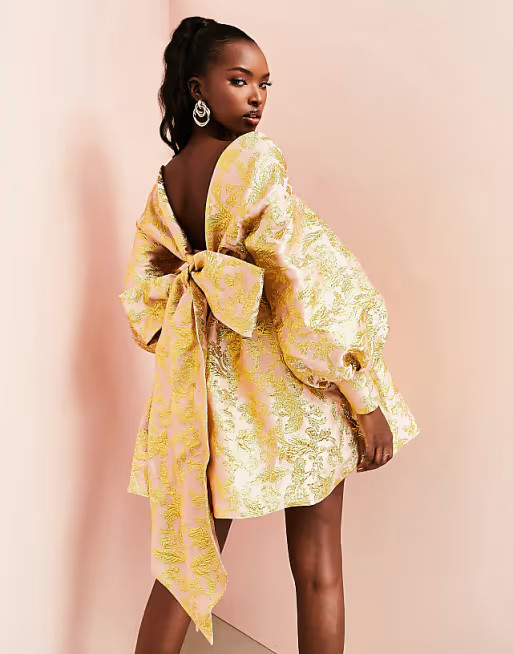 ASOS Luxe Curve Barbot Babydoll Puff Sleeve Mini Dress Women’s Size 26