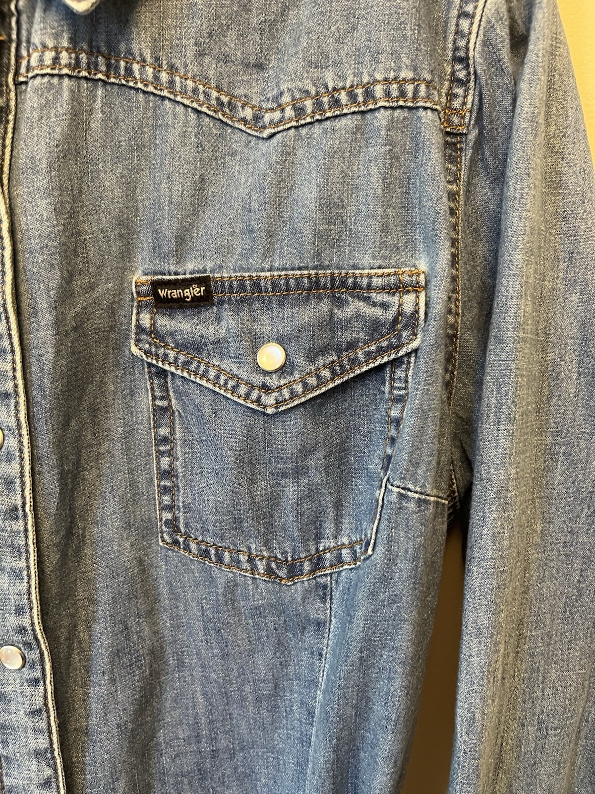 NWT Wrangler Long Sleeve Western Pearl Snap Denim Dress Women’s Size Large