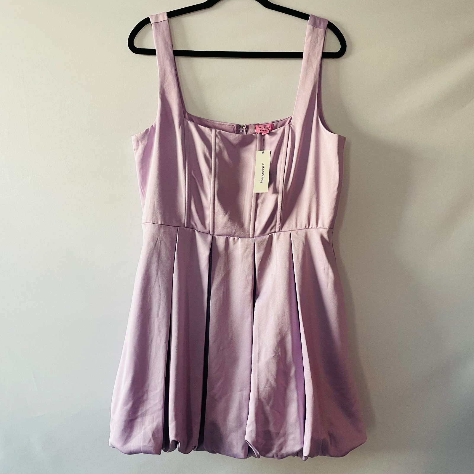 NWT Miami For Francesca’s Lavender Emily Square Neck Bubble Hem Mini Dress Sz XL