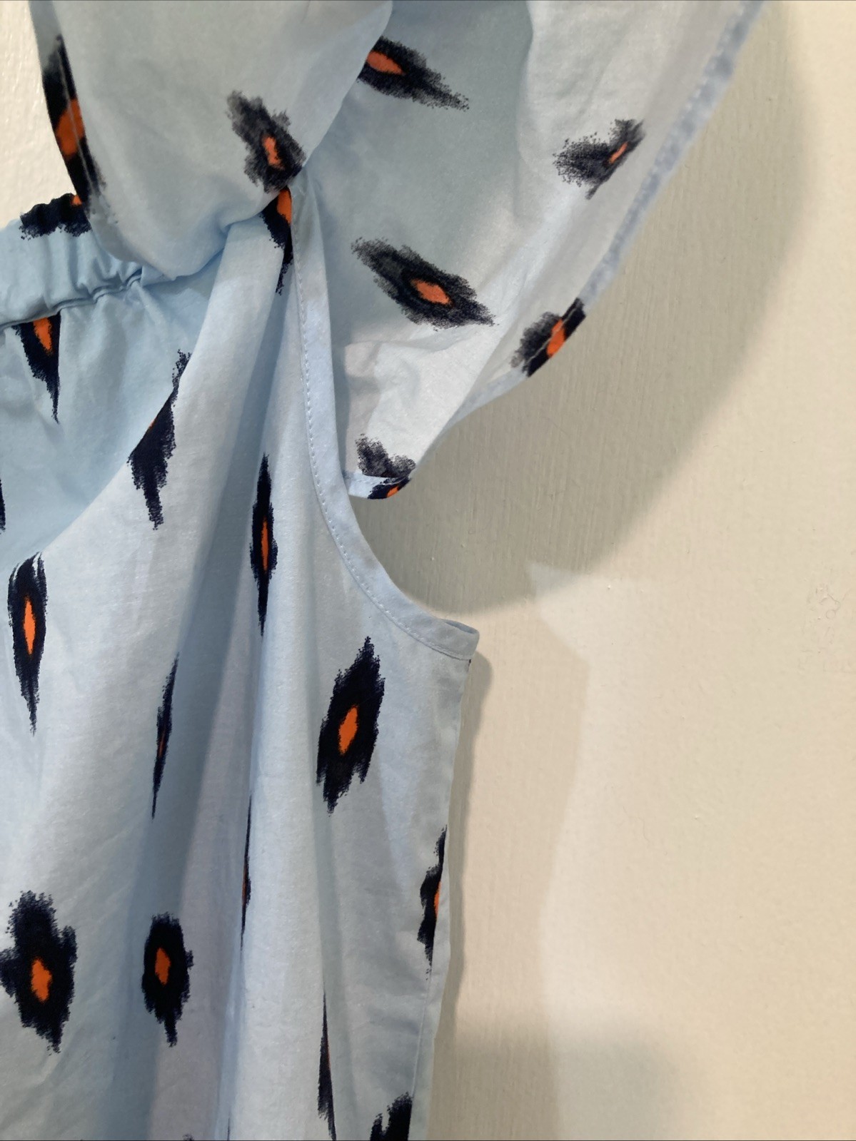 J Crew IKat Off Shoulder Shift Mini Dress Blue/ Orange Cotton Size S