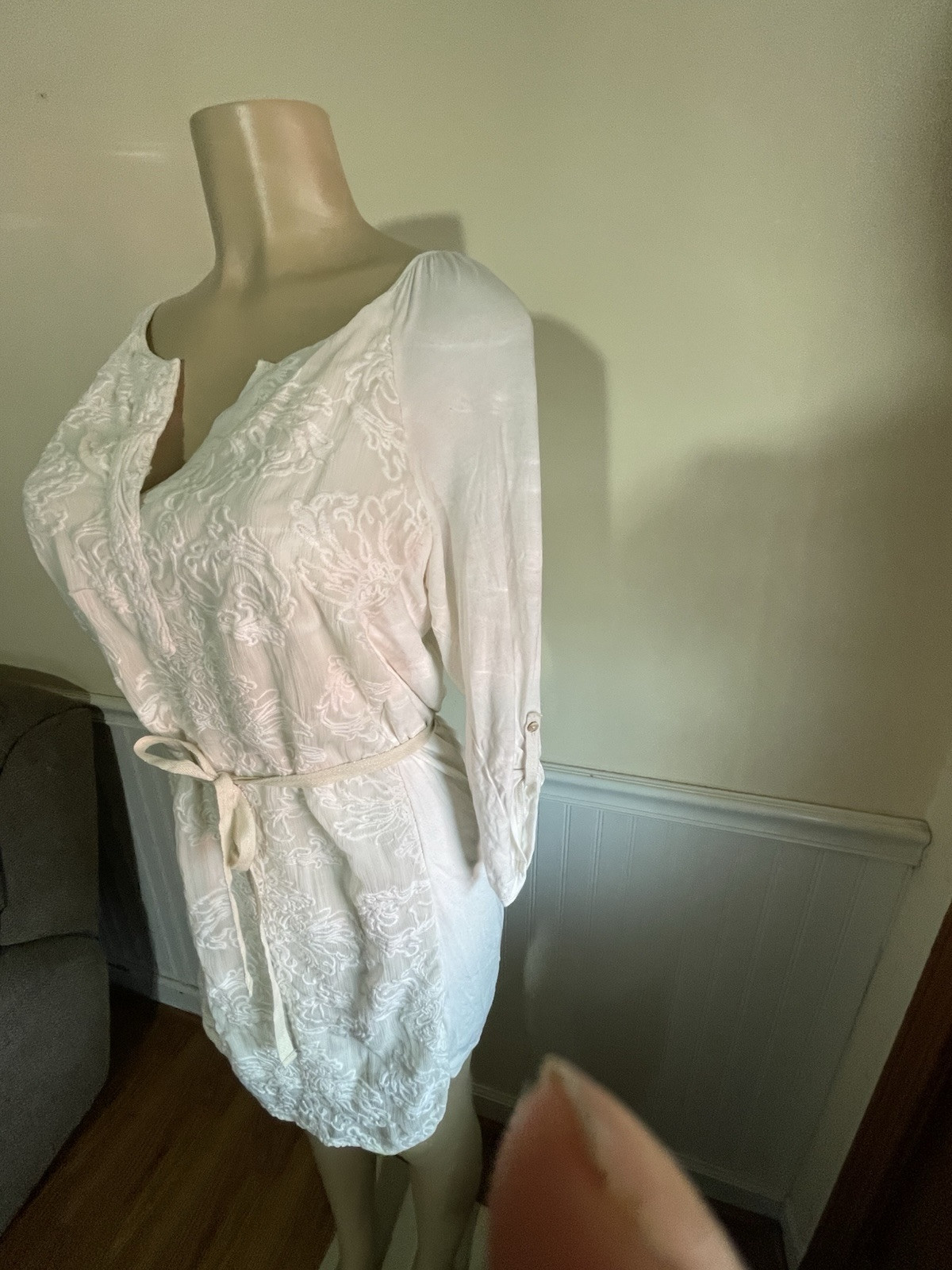 White XL Embroidered Mini Dress With Liner. TINY brand 100 % Polyester.