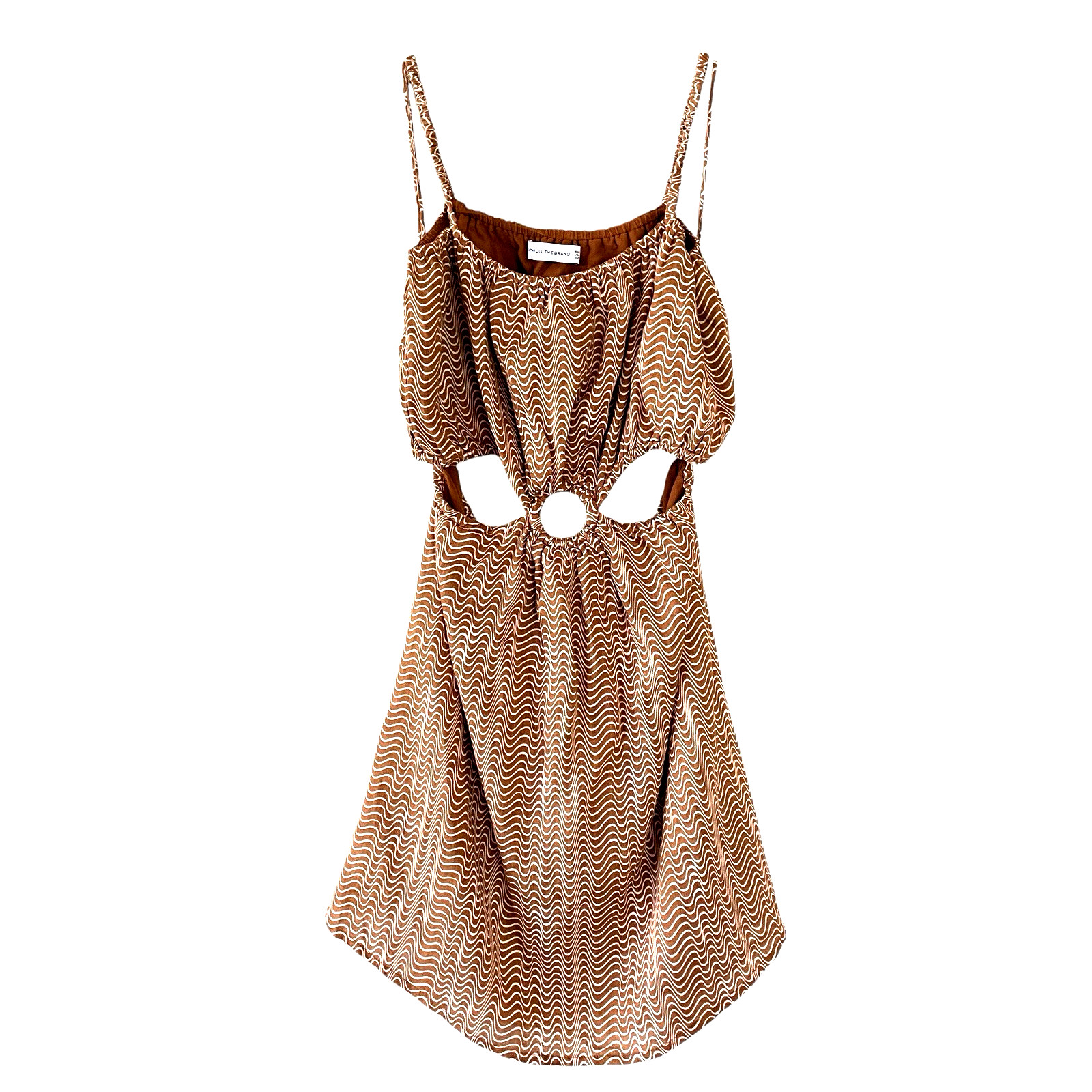 FAITHFULL THE BRAND Anthropologie Size 12 Brown Linen Pullover Cut-Out Dress