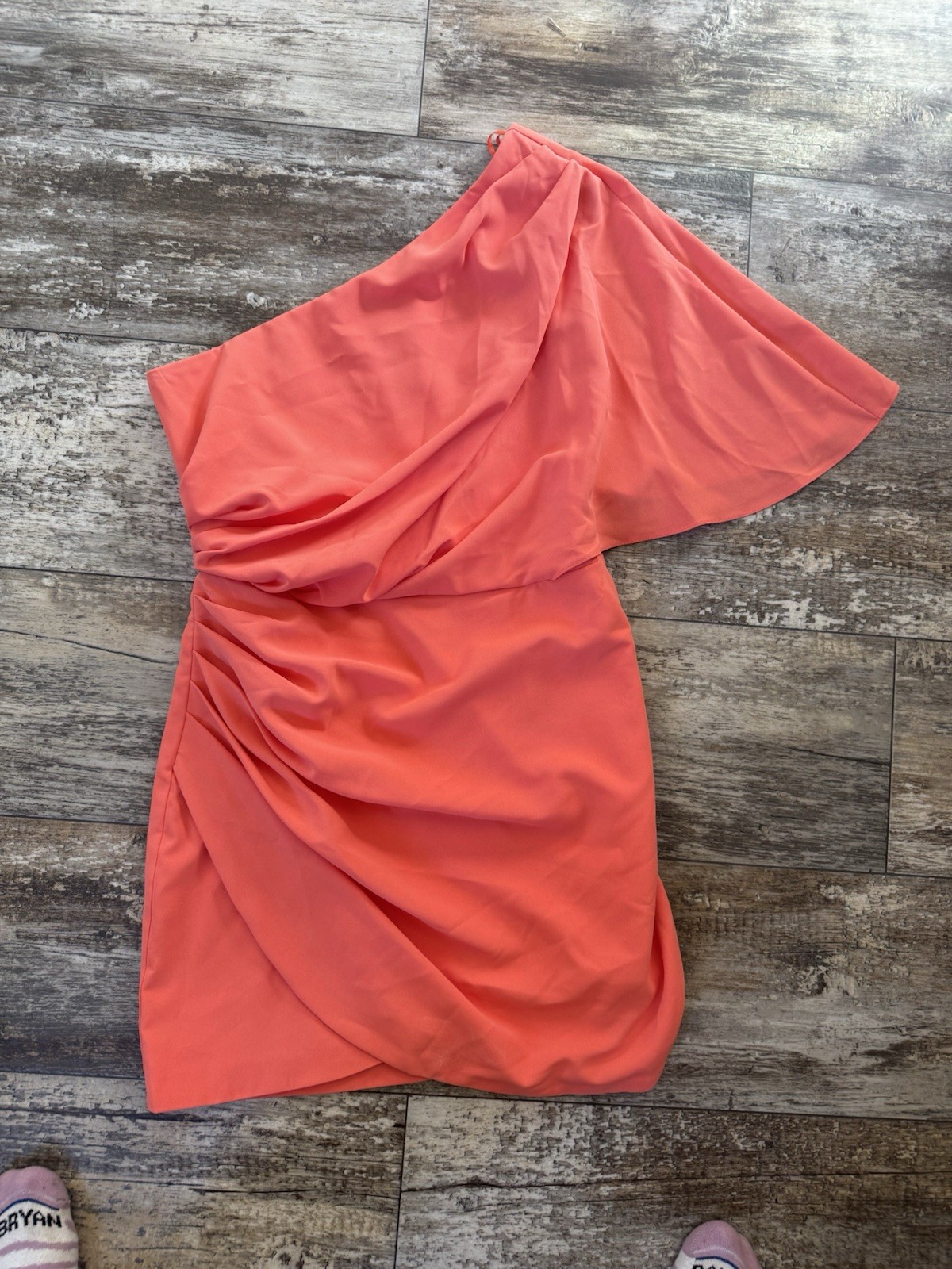 DO+BE milky orange Jayla one shoulder wrap dress – M