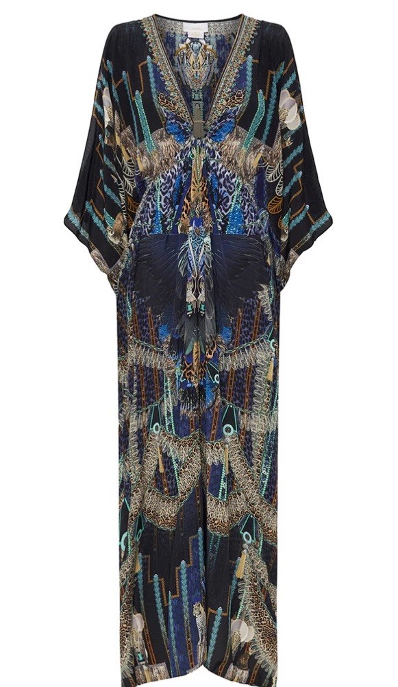 Camilla Split Sleeve Kaftan With Hardware Dress One Size Dripping In Deco $699
