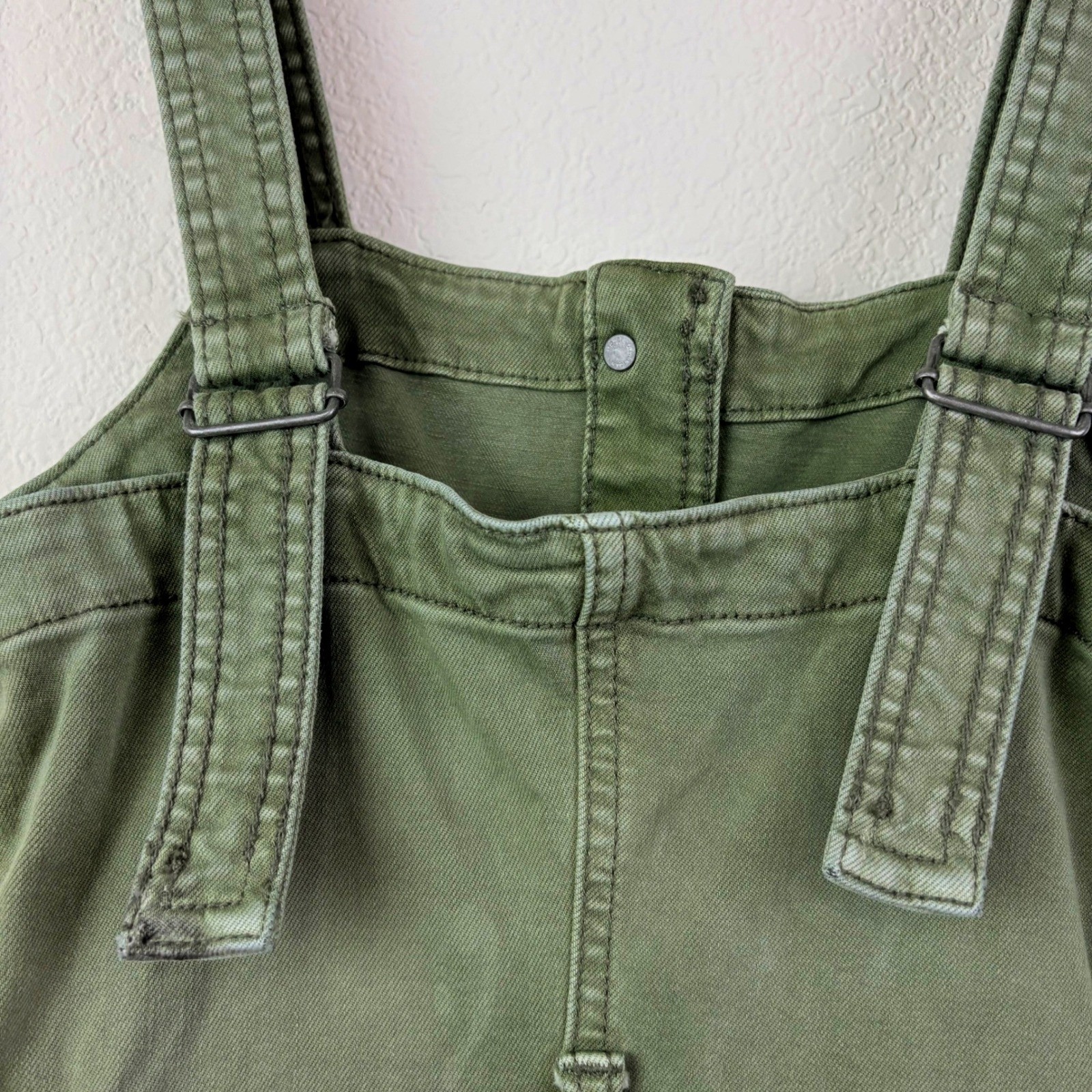 American Eagle XS Olive Green Utility Mini Dress Button Front Stretch ***Flaw