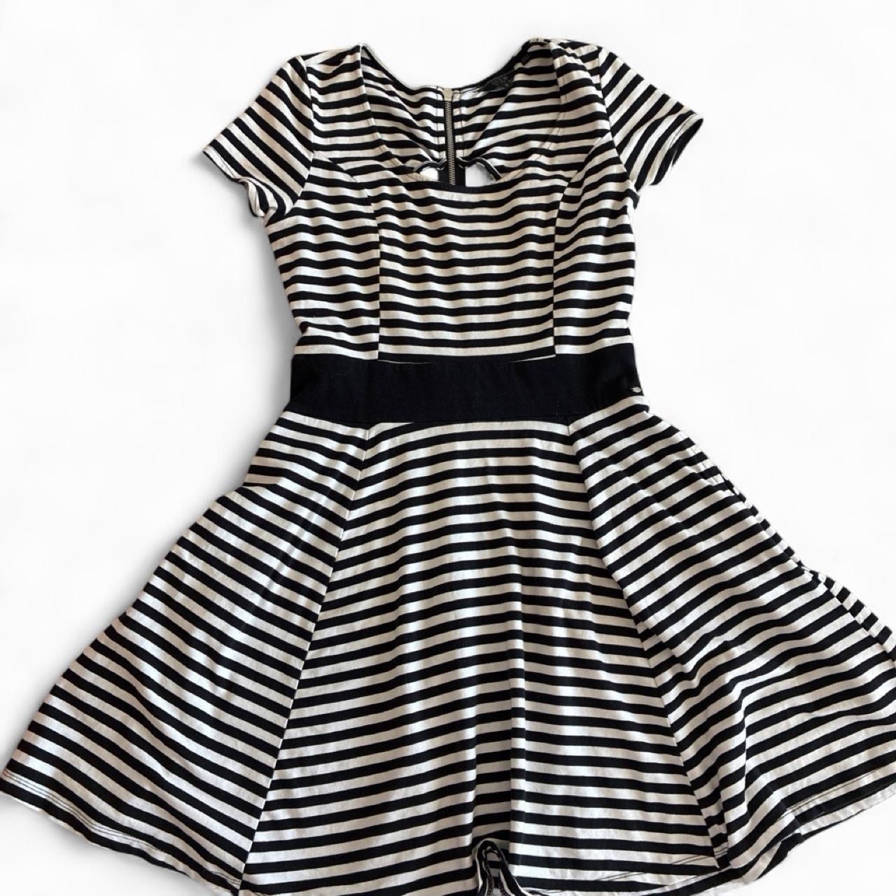 GUESS Women’s Bodycon Dress Blue Striped, Short Sleeve, Size M