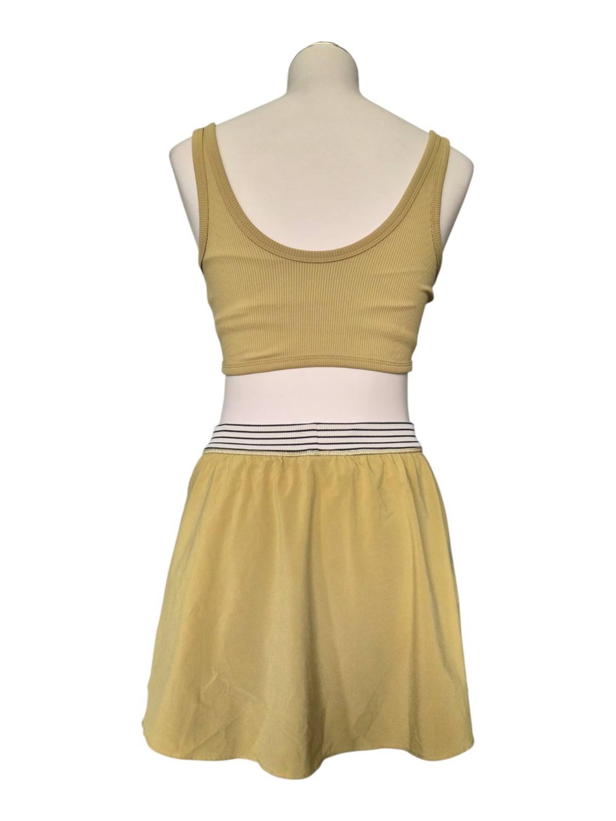 Offline by Aerie Ribbed Cutout Athletic Dress Chartreuse Built In Shorts Bra S