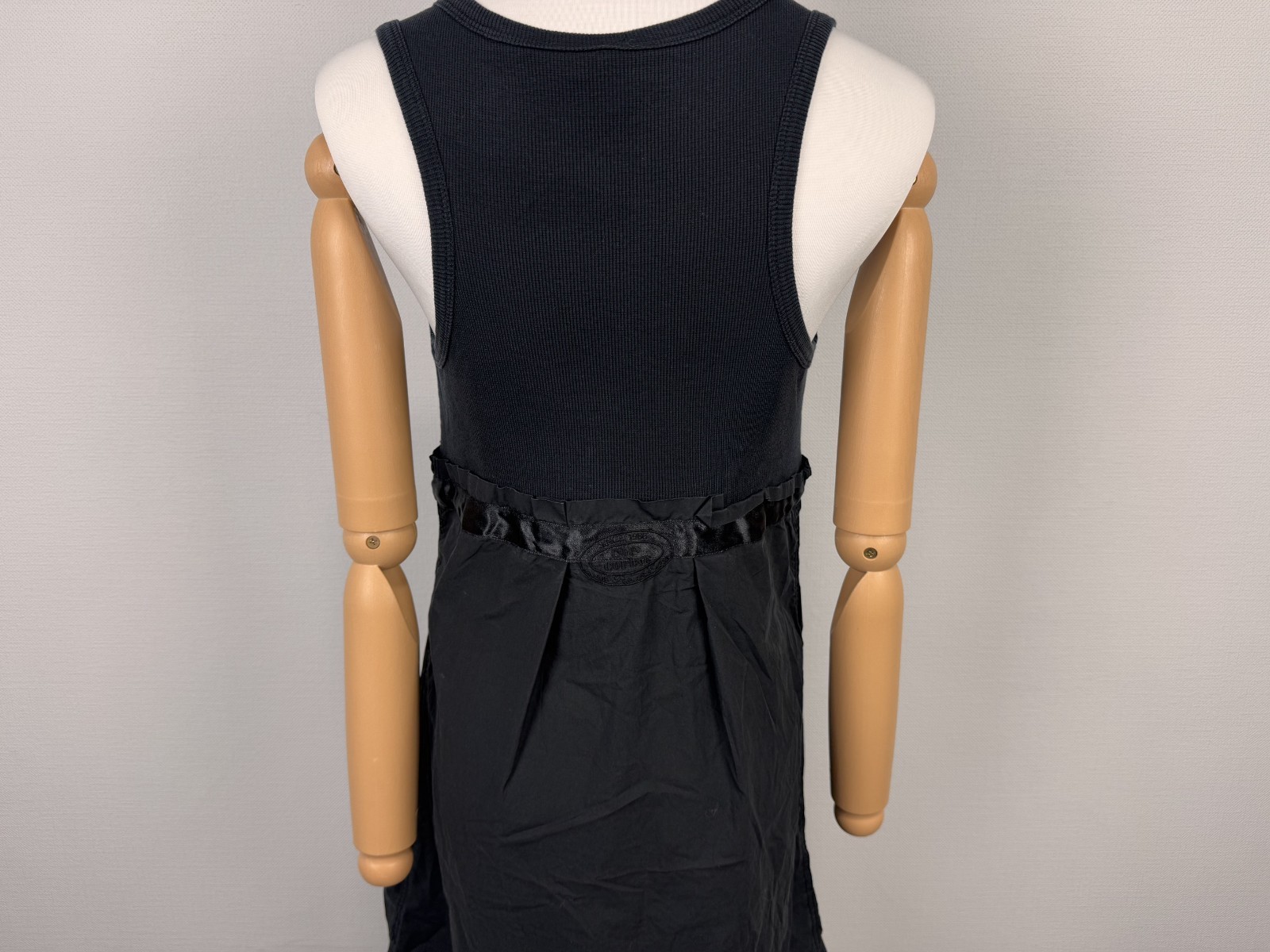 Cop Copine Black Sleeveless Round Neck Buttons Belted Vintage Dress Sz 40