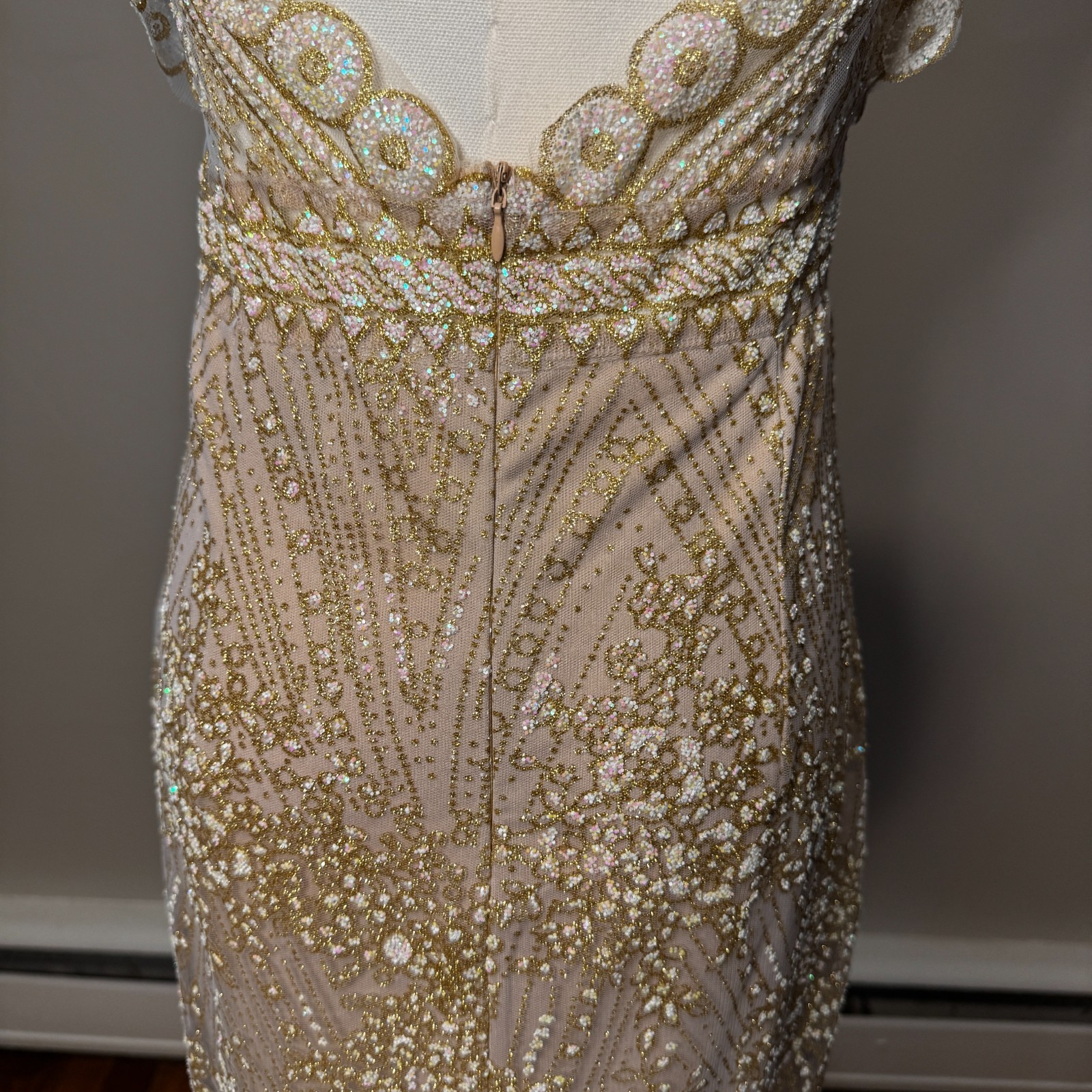 HELLO MOLLY 4 NWOT Glitter Match Me Champagne Open Back Mini Cocktail Dress