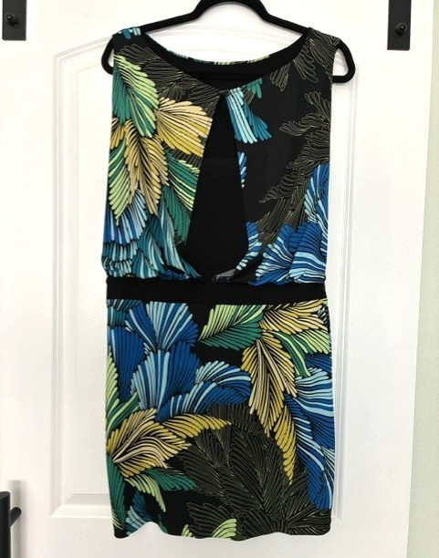 EN FOCUS STUDIO Women’s Sheath Dress Black Blue Green Yellow Floral – Size 8