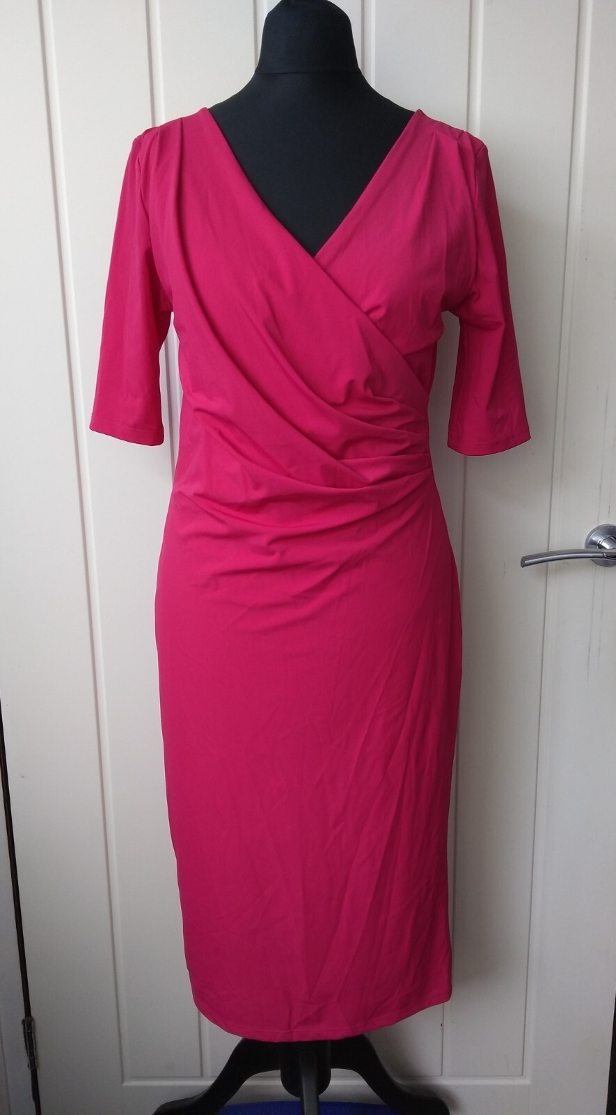 M&S Autograph RRP £59 Cerise Pink Bodycon Pencil Dress Sz 8 Lined Evening Formal