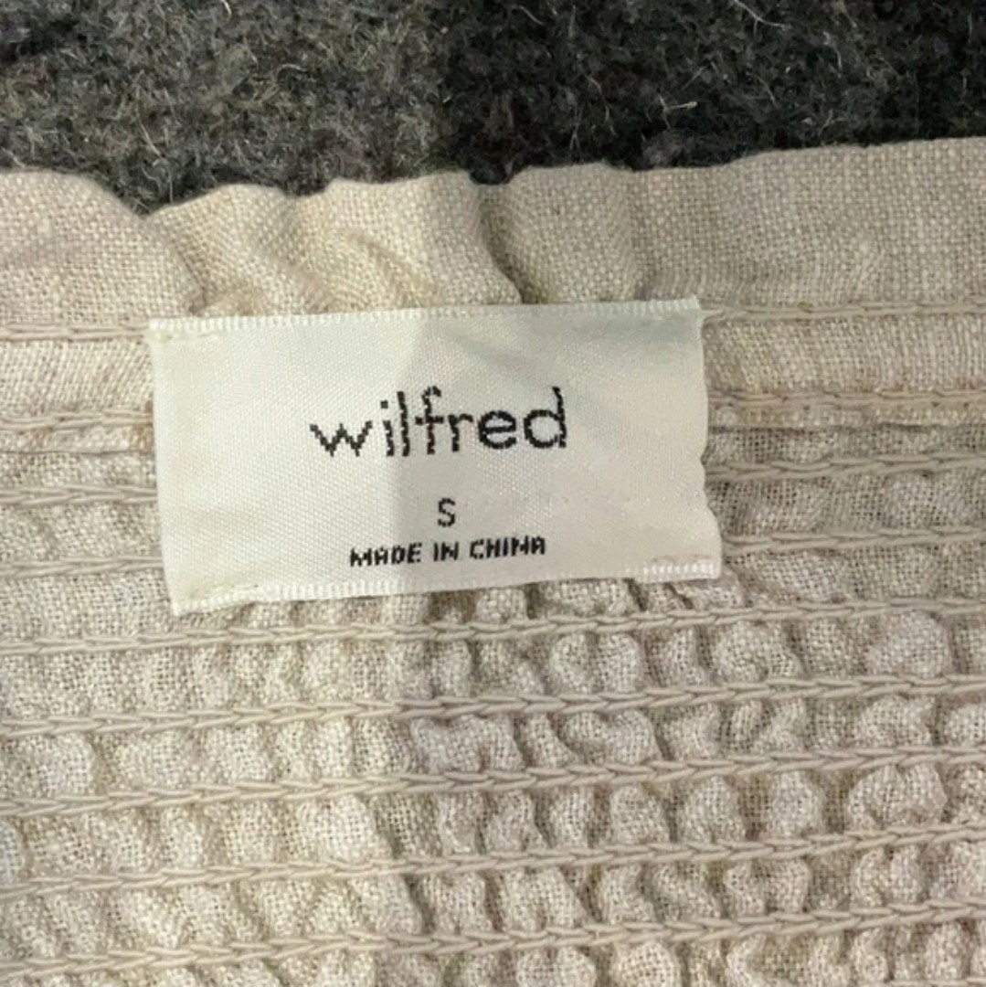 Aritzia Wilfred Women’s Tempest Linen Mini Dress Oatmeal Smocked Tiered – Small