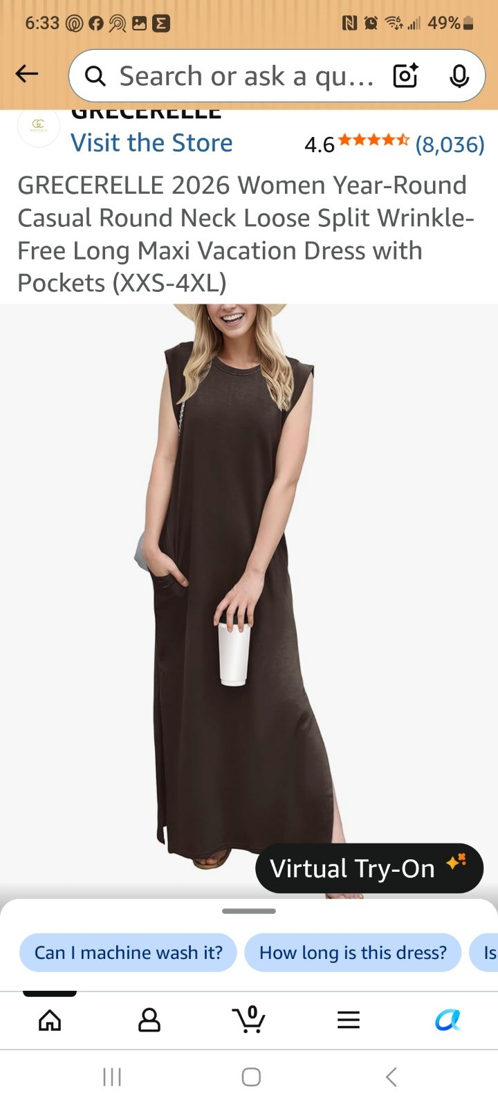GRECERELLE 2026 Women Year-Round Casual Round Neck Loose Split Wrinkle-Free Long