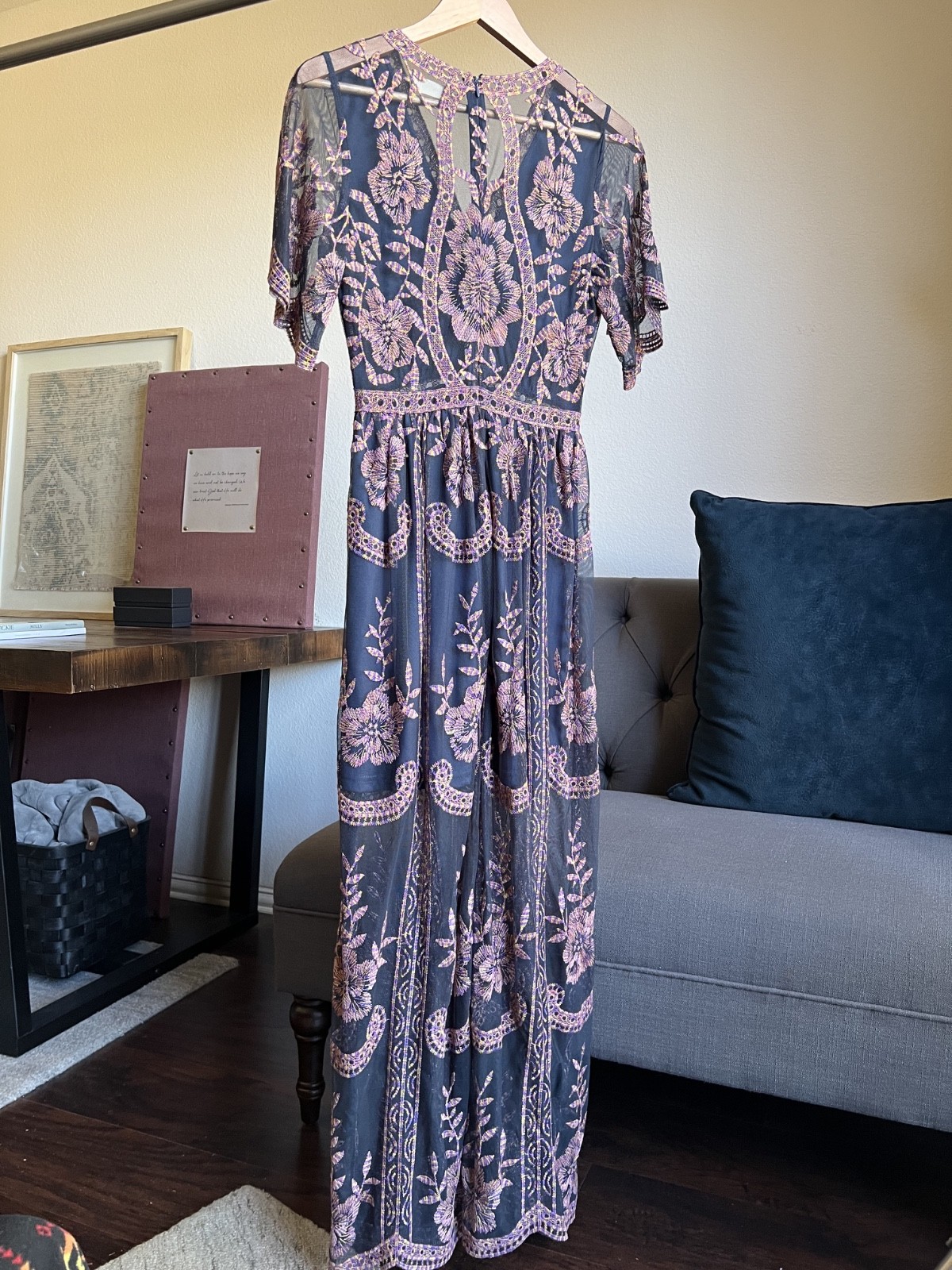 Alter’D State Embroidered Maroccon Kimono Maxi Dress Size Small | NWOT