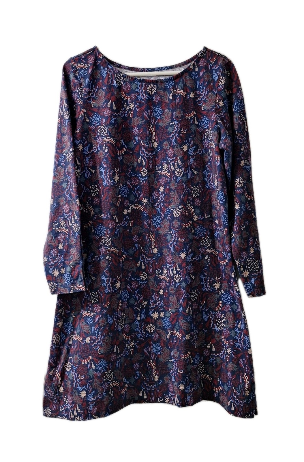 Women’s Hatley Dress Sz Large Blue Patterned Long Sleeve Shift Dress Dark Floral