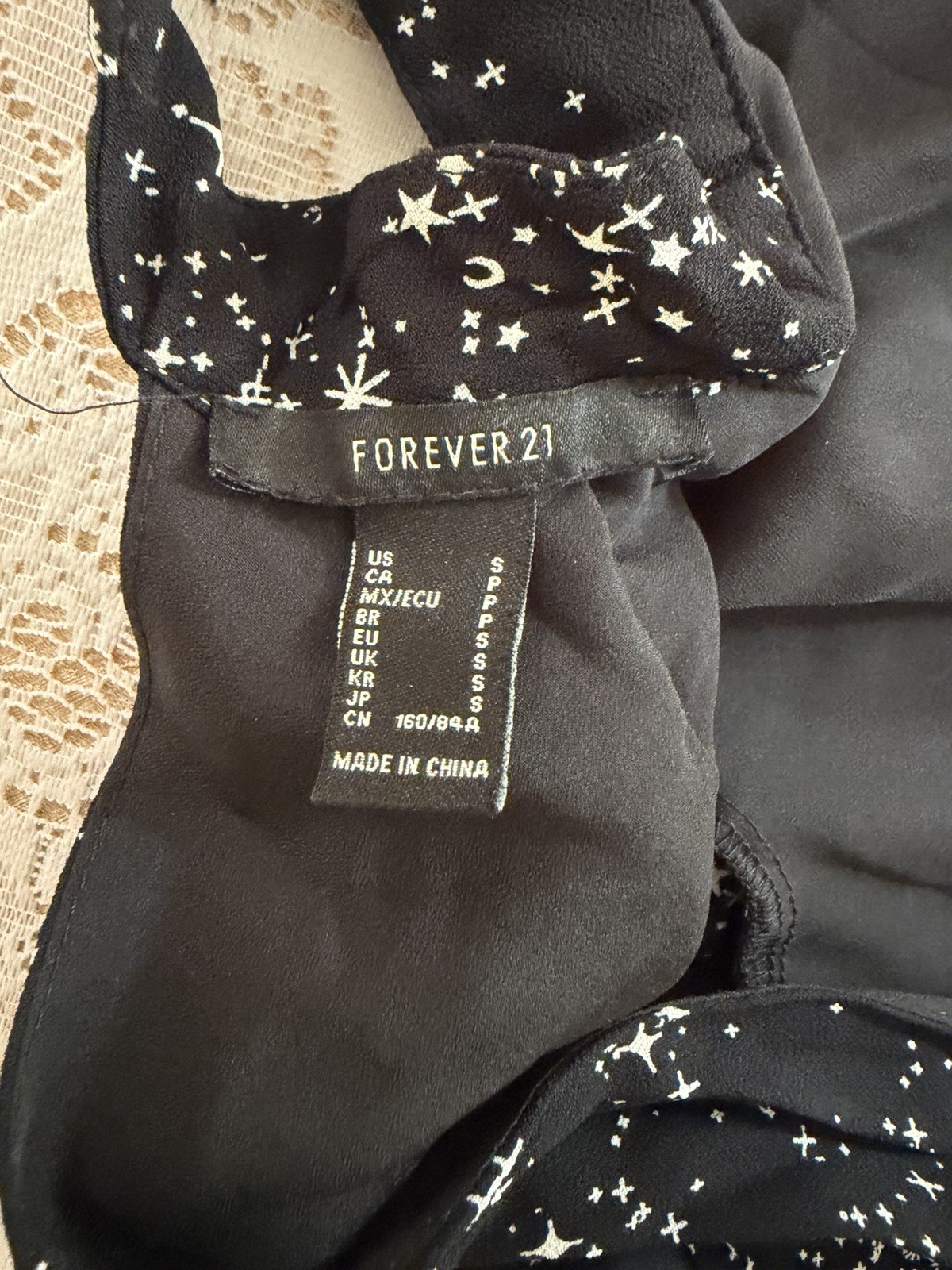 Forever 21 Black Dress With White Star Print Open Back And Slit Size Small